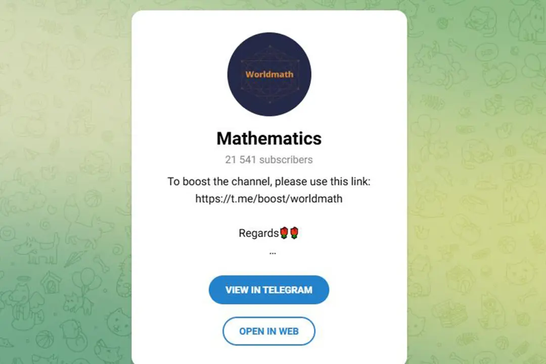 صفحه ورود به کانال تلگرام Worldmath