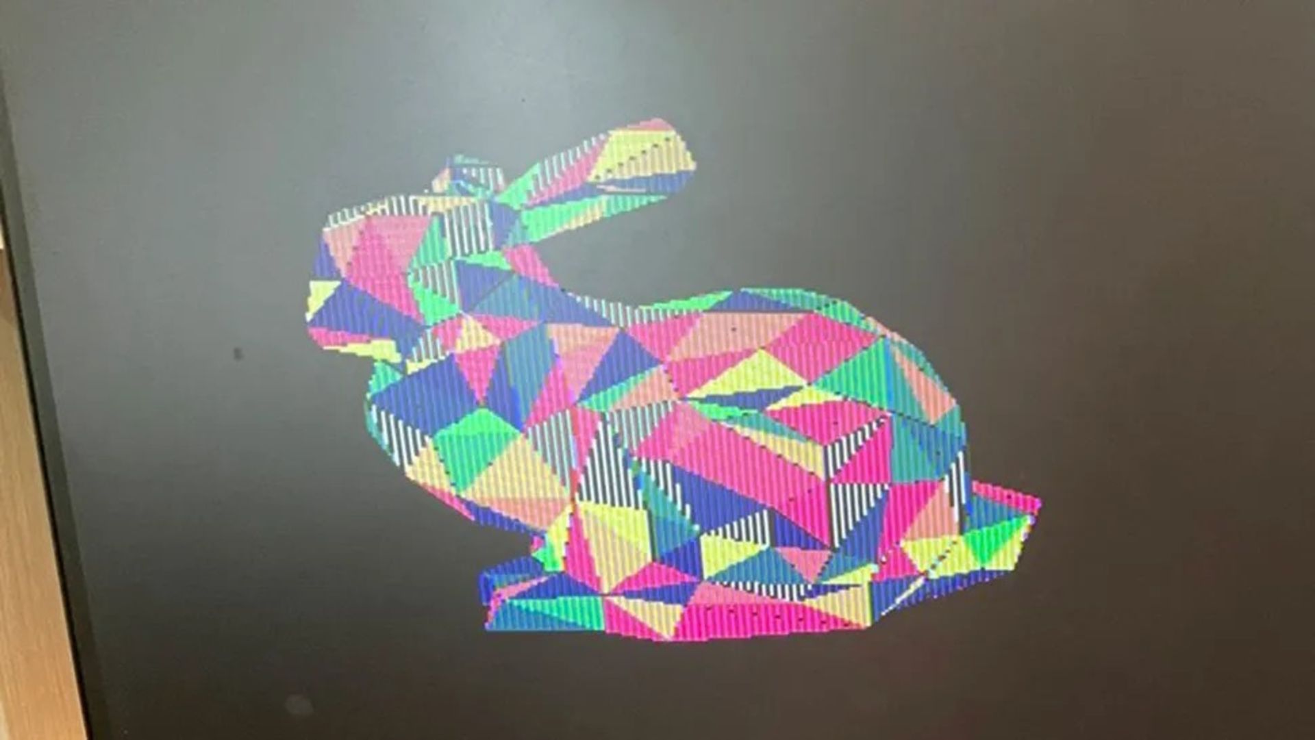 خروجی پردازنده‌ی گرافیکی TinyGPU v2.0 با شکل یک خرگوش