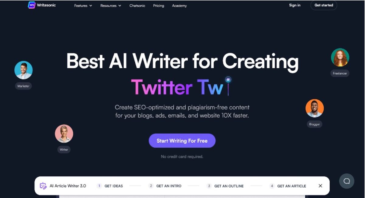 writersonic artificial intelligence producing textual content