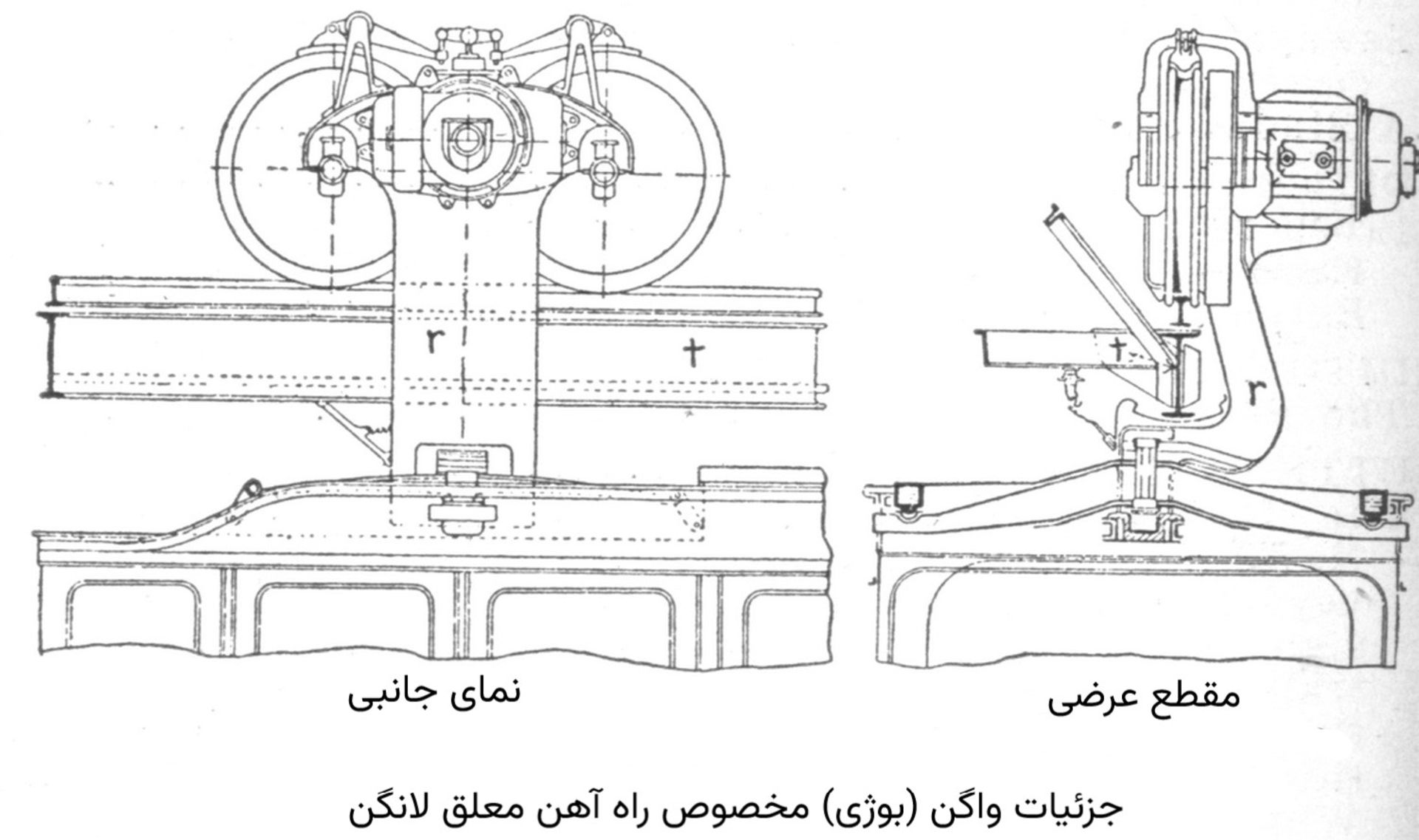 طراحی اولیه مقاطع عرضی و نمای جانبی خط ریل معلق ووپرتال 
