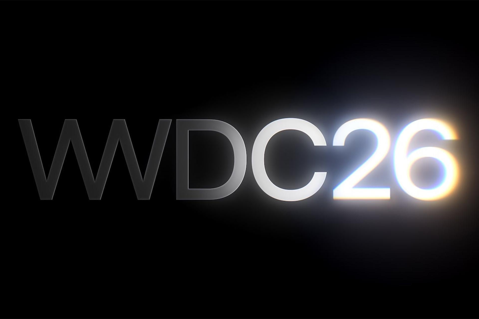 لوگو مراسم WWDC 26 اپل در پس‌زمینه‌ی مشکی