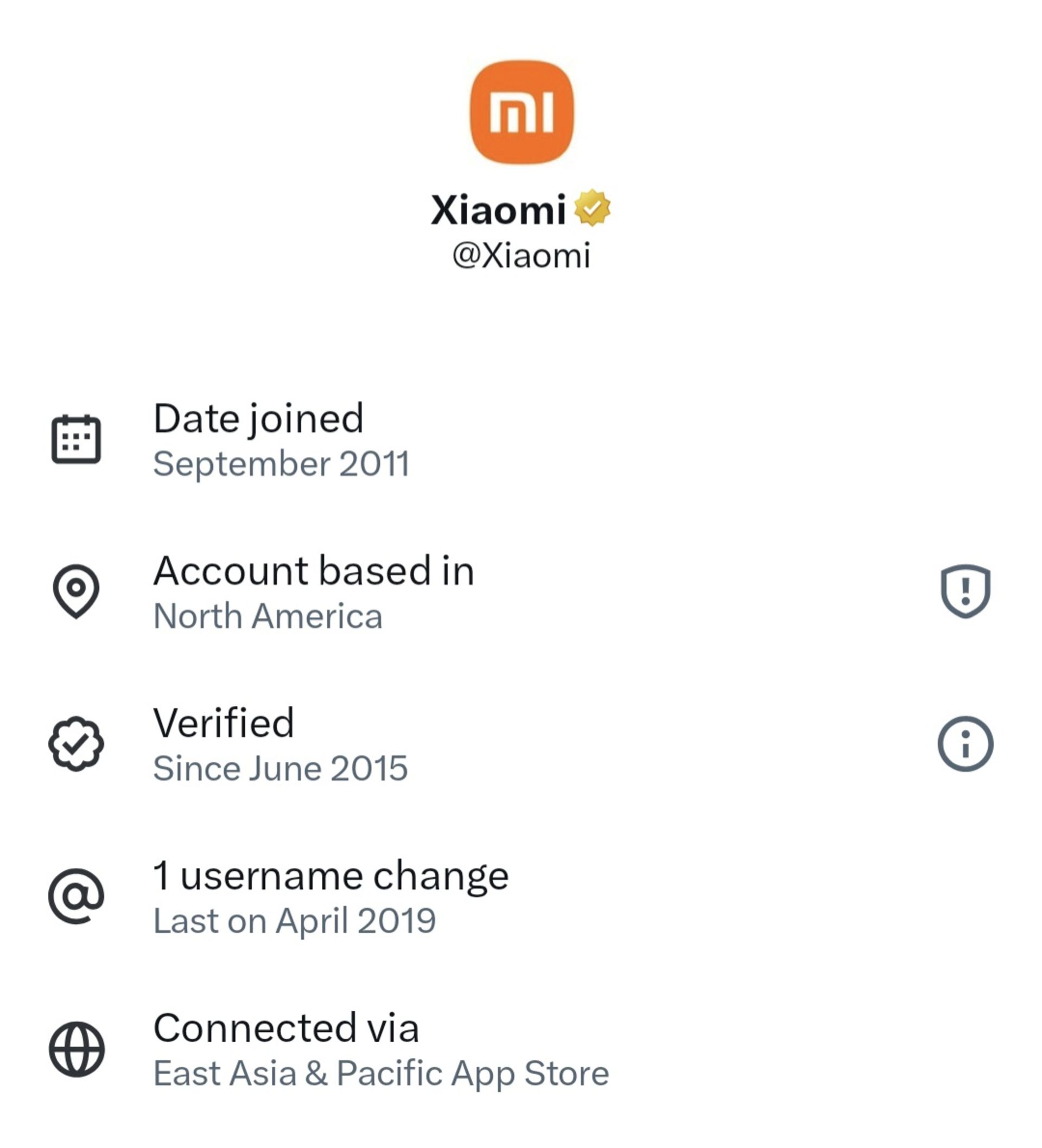 اطلاعات اکانت رسمی ایکس شیائومی با نمایش استفاده از گوشی آیفون