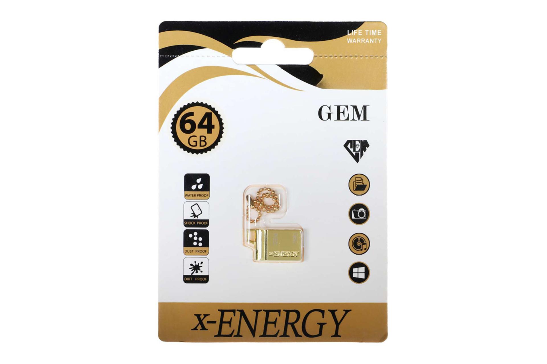 جعبه فلش مموری ایکس انرژی x-Energy GOLDEN GEM 64GB USB 2.0