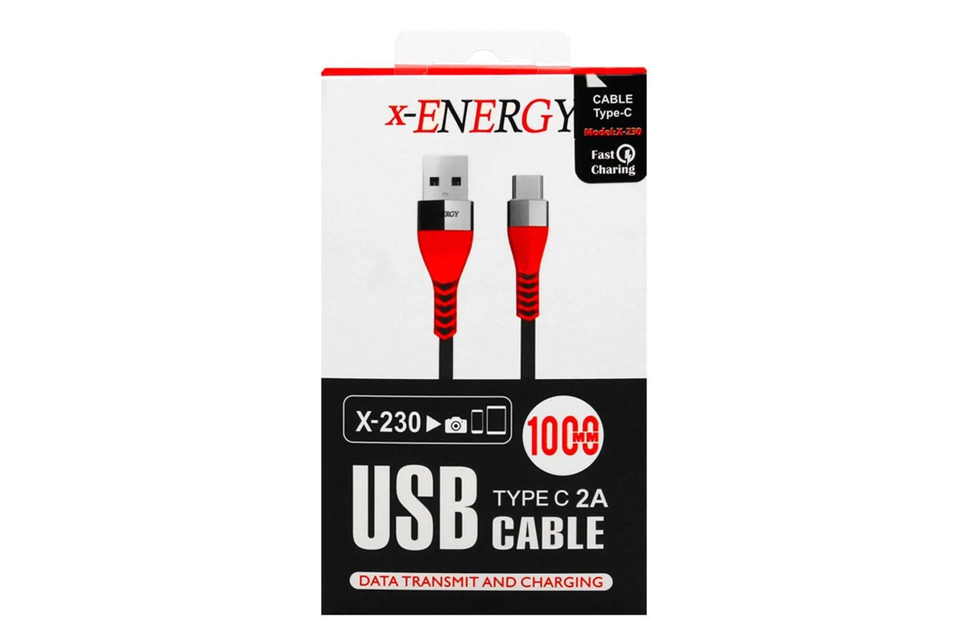 جعبه کابل شارژ USB ایکس انرژی Type-A به Type-C مدل X-230 با طول 1 متر