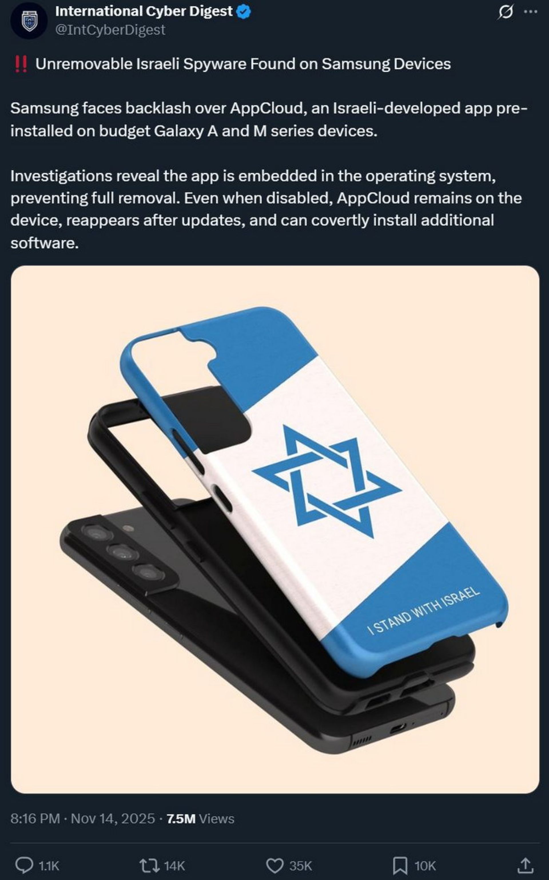 اسکرین‌شات پست X درمورد اپلیکیشن AppCloud