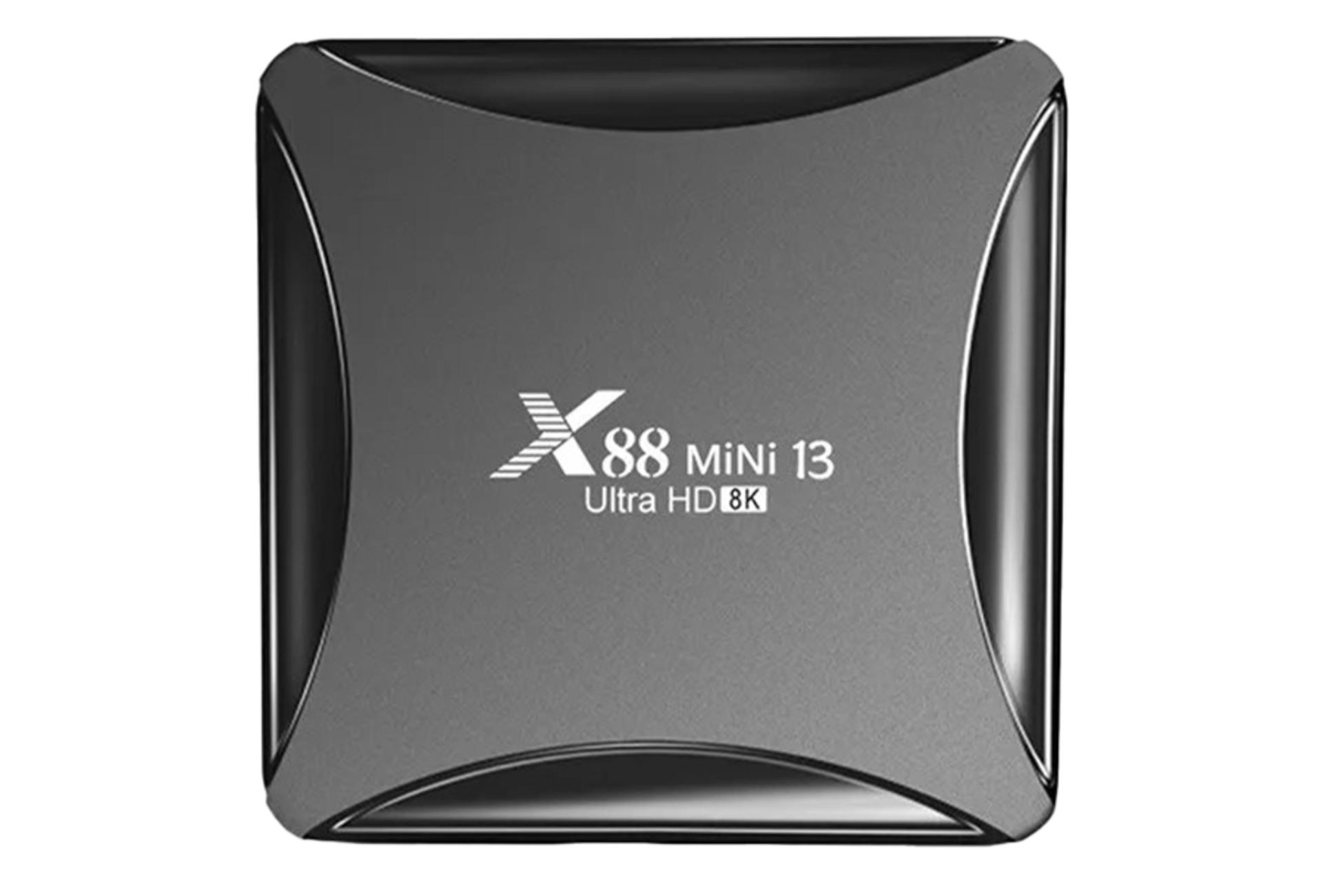 نمای پنل بالای اندروید باکس ایکس 88 Mini 13 با نمایش لوگو