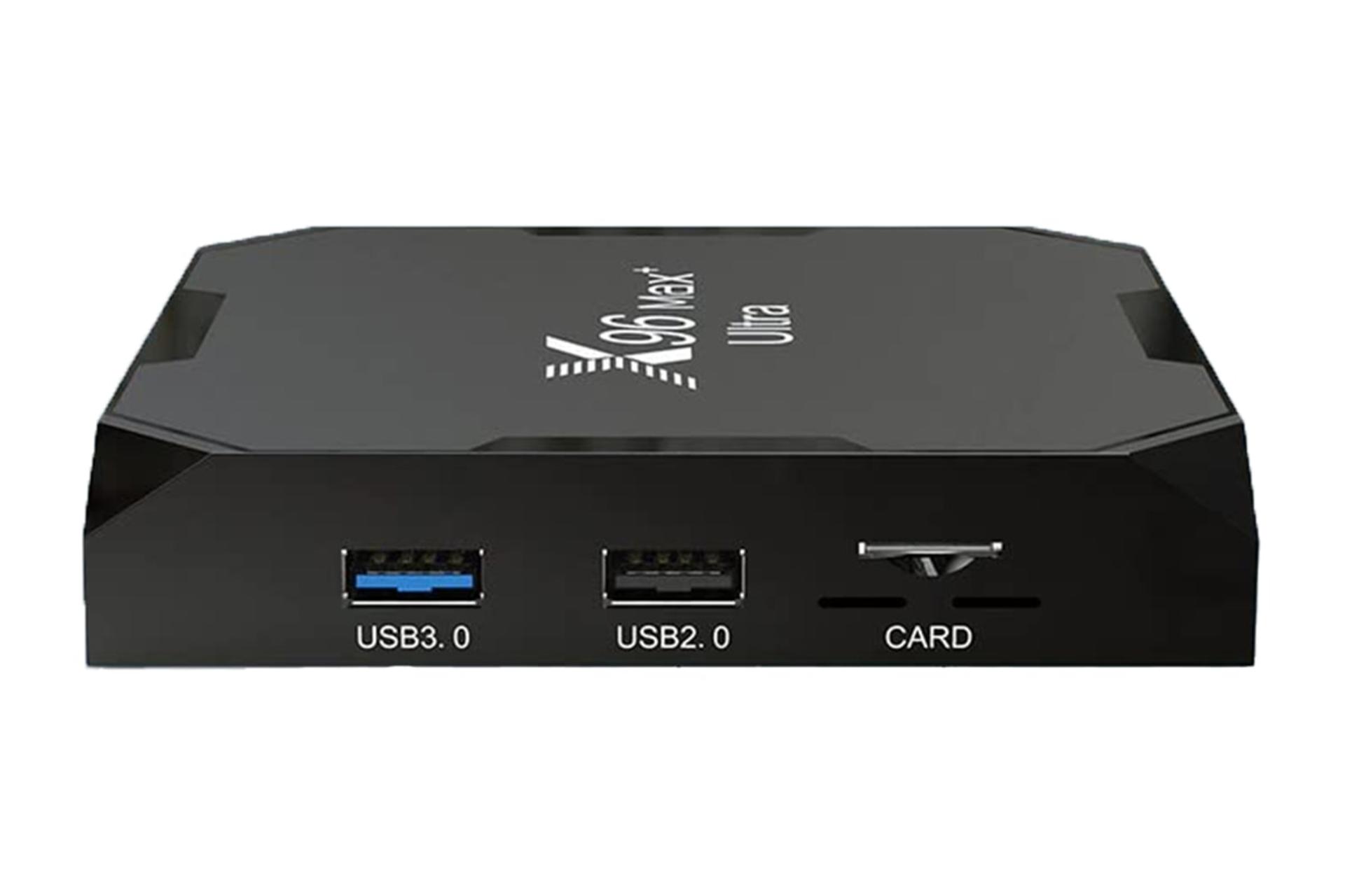 نمای پنل سمت چپ اندروید باکس ایکس 96 Max+ Ultra با نمایش درگاه ها