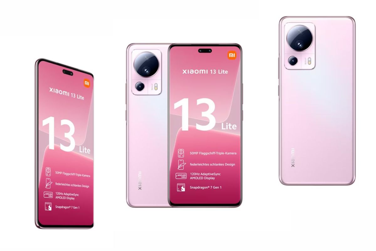 شیائومی ۱۳ لایت از زوایای مختلف در رنگ صورتی 