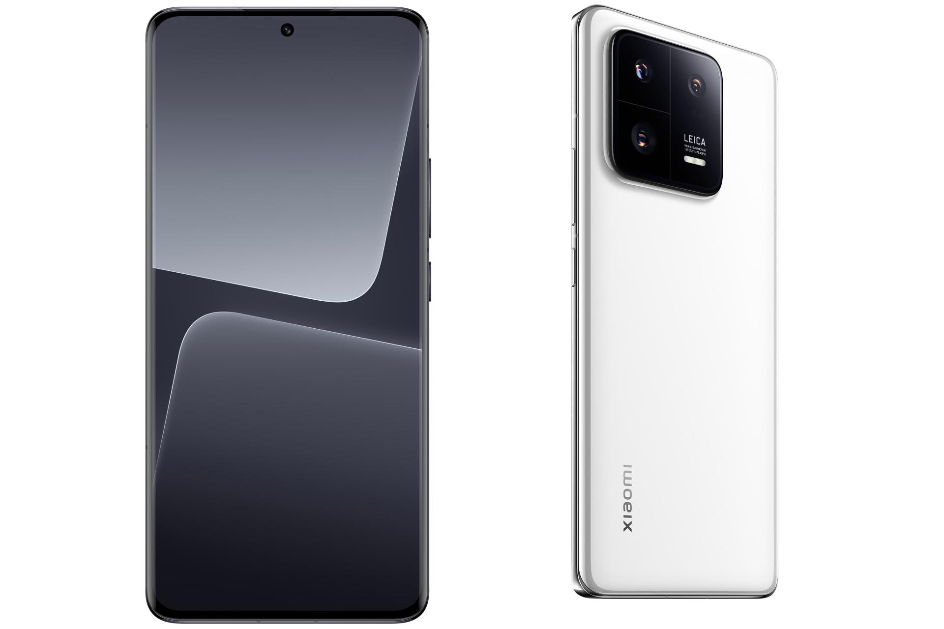 مدل سفید سرامیکی شیائومی ۱۳ پرو / Xiaomi 13 Pro از نمای پشت و جلو