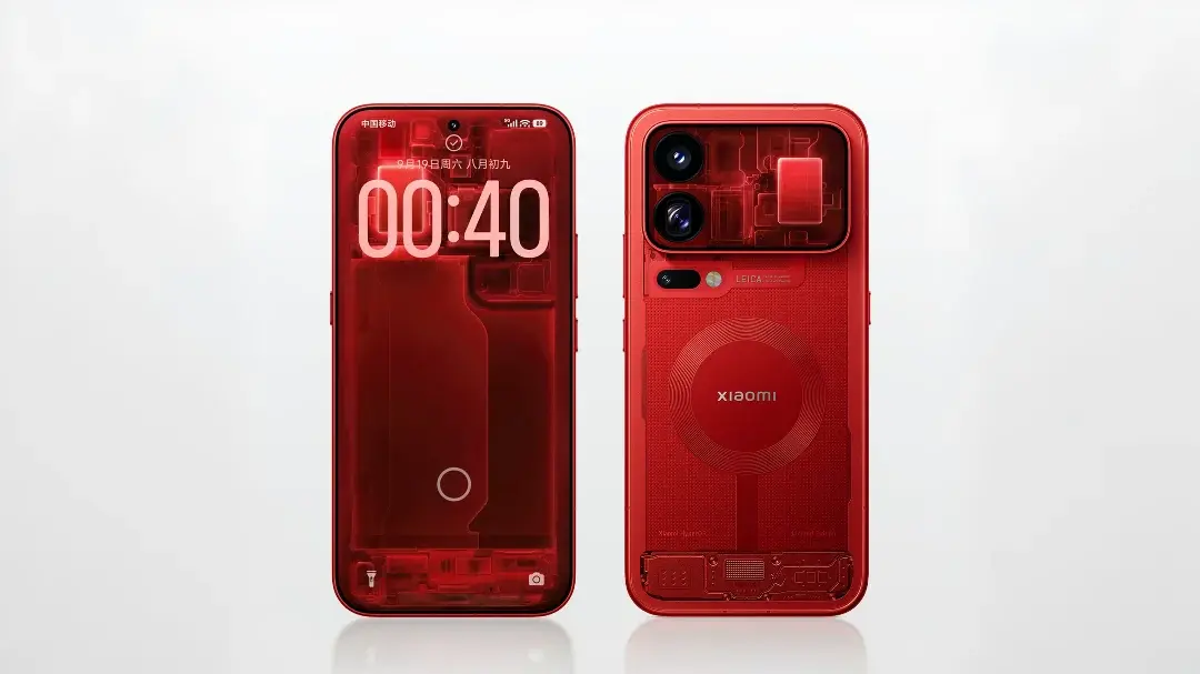 گوشی هوشمند شیائومی (Xiaomi) ۱۸ پرو مکس با پنل پشتی شفاف و رنگ قرمز