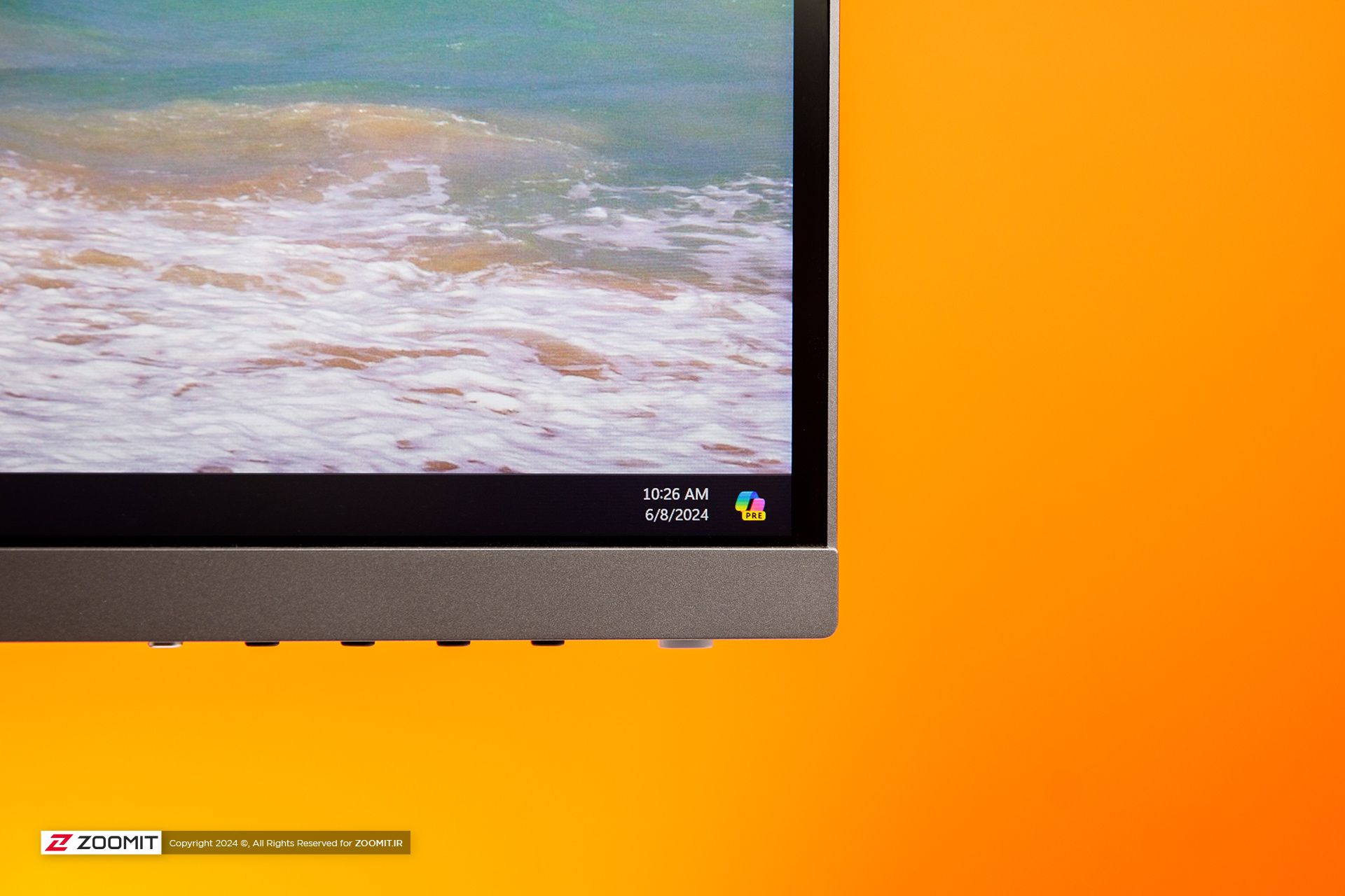 The bottom edge of the Xiaomi 4K monitor display