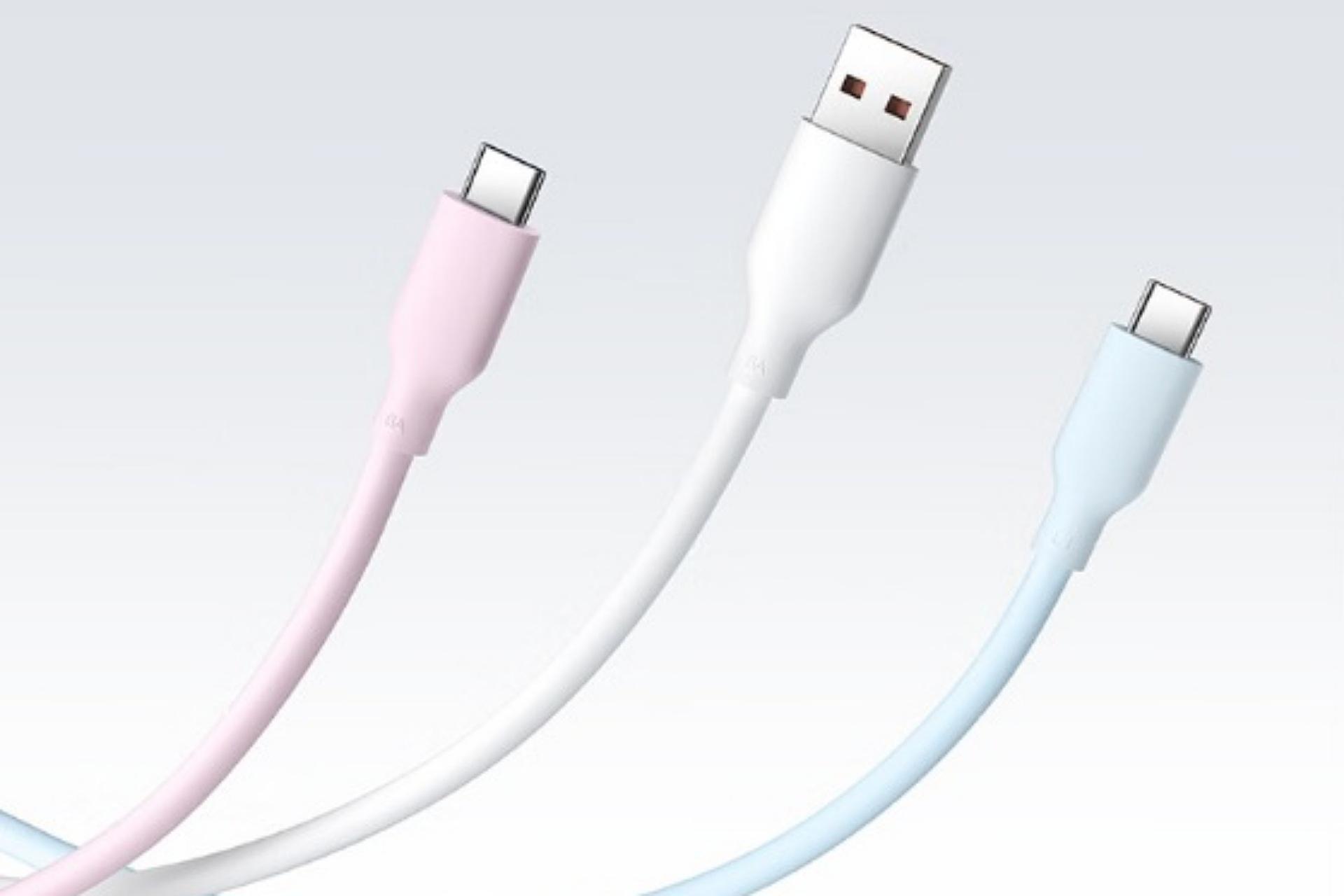 کابل شارژ Xiaomi 6A در سه رنگ مختلف
