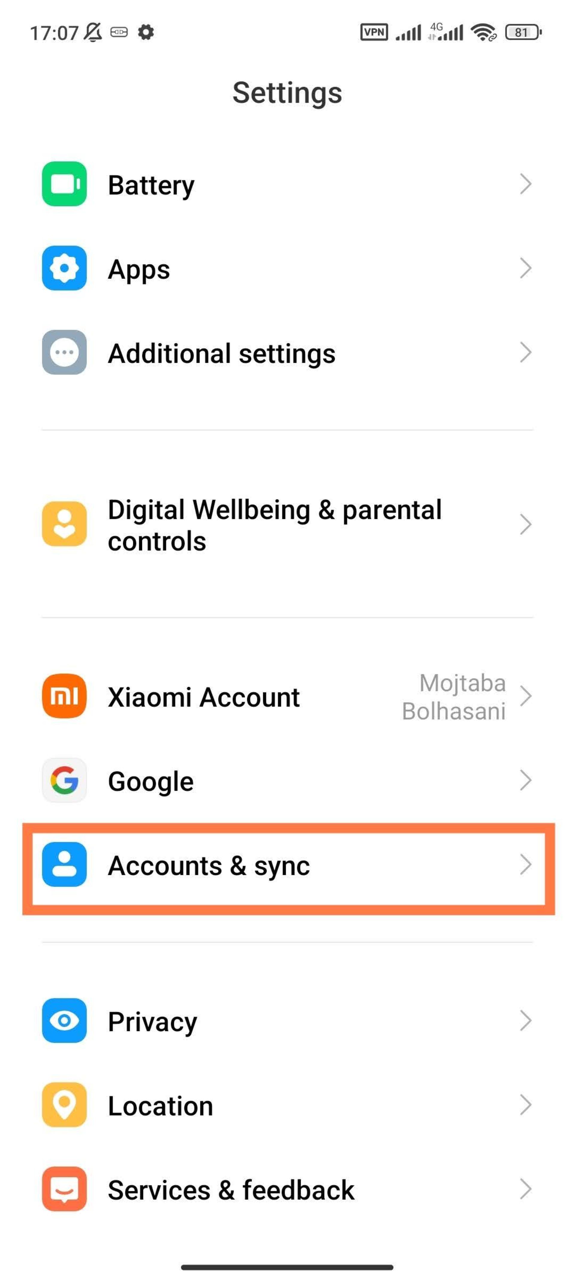 Xiaomi phone settings