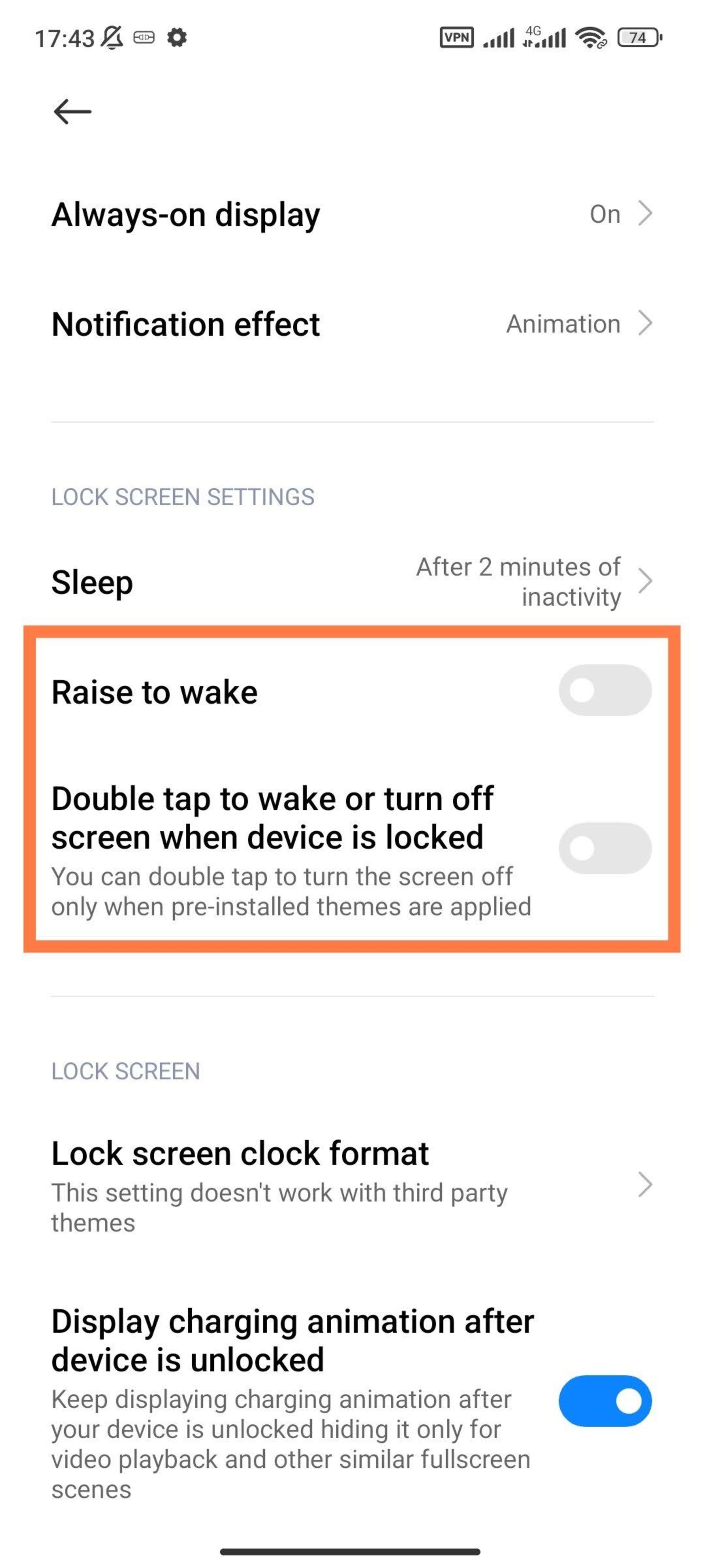 Rise to wake phone option