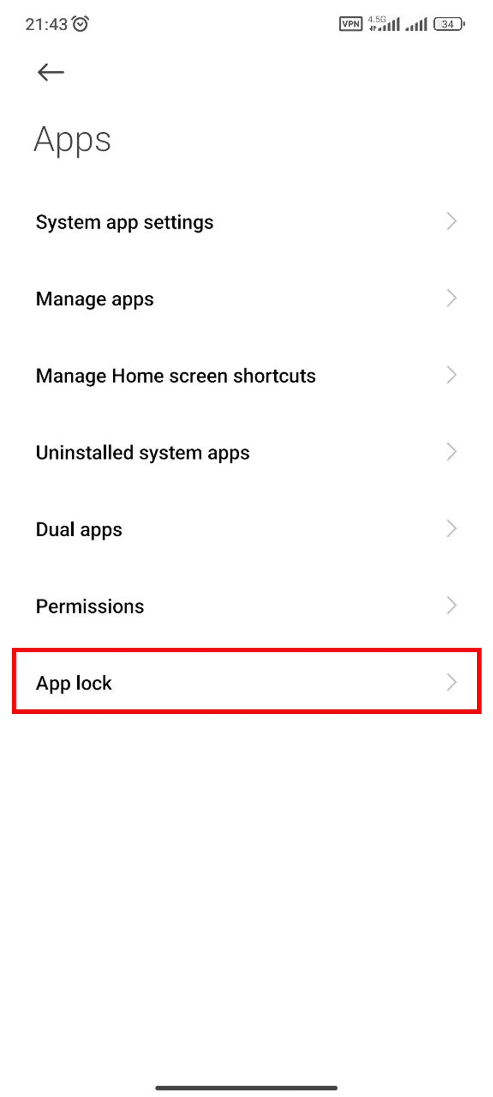 تنظیمات Apps
