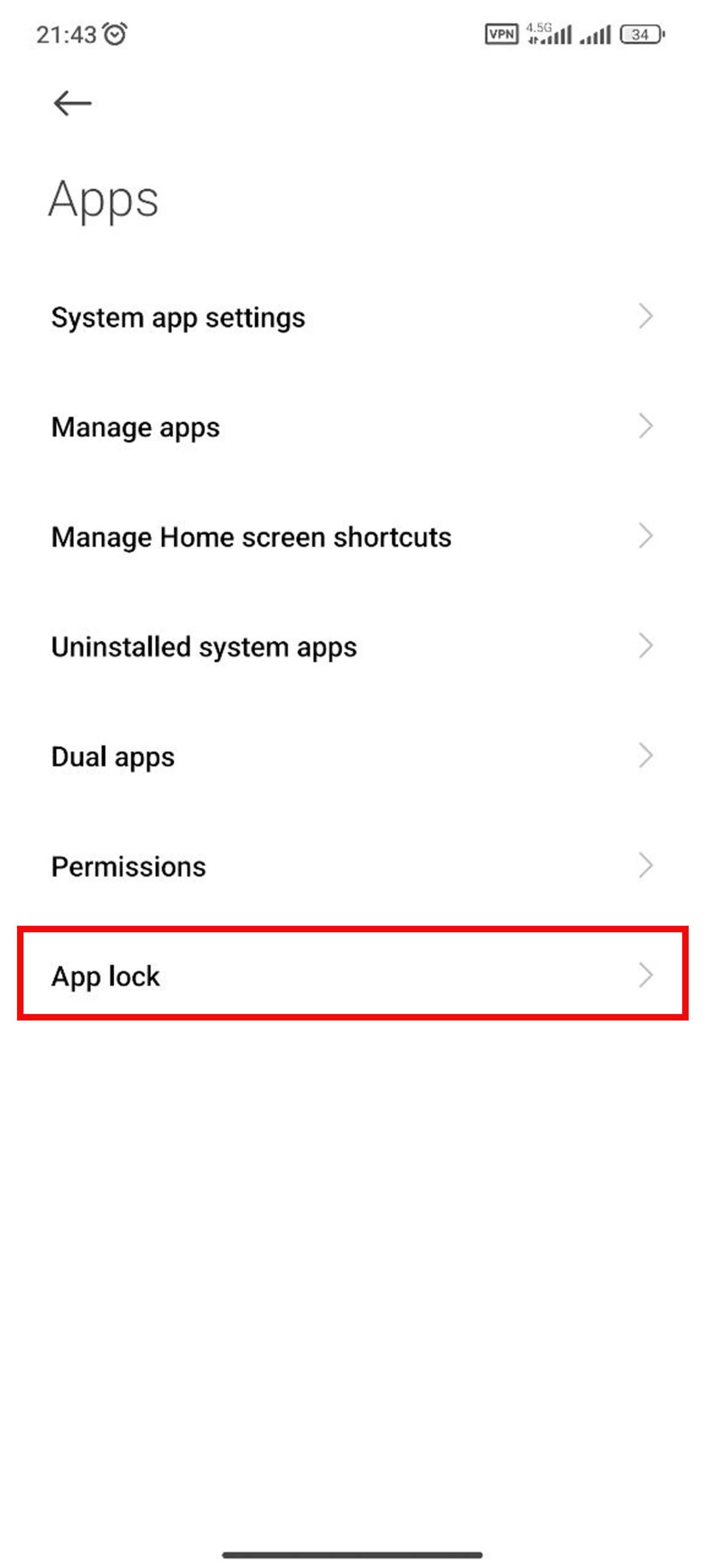 تنظیمات Apps