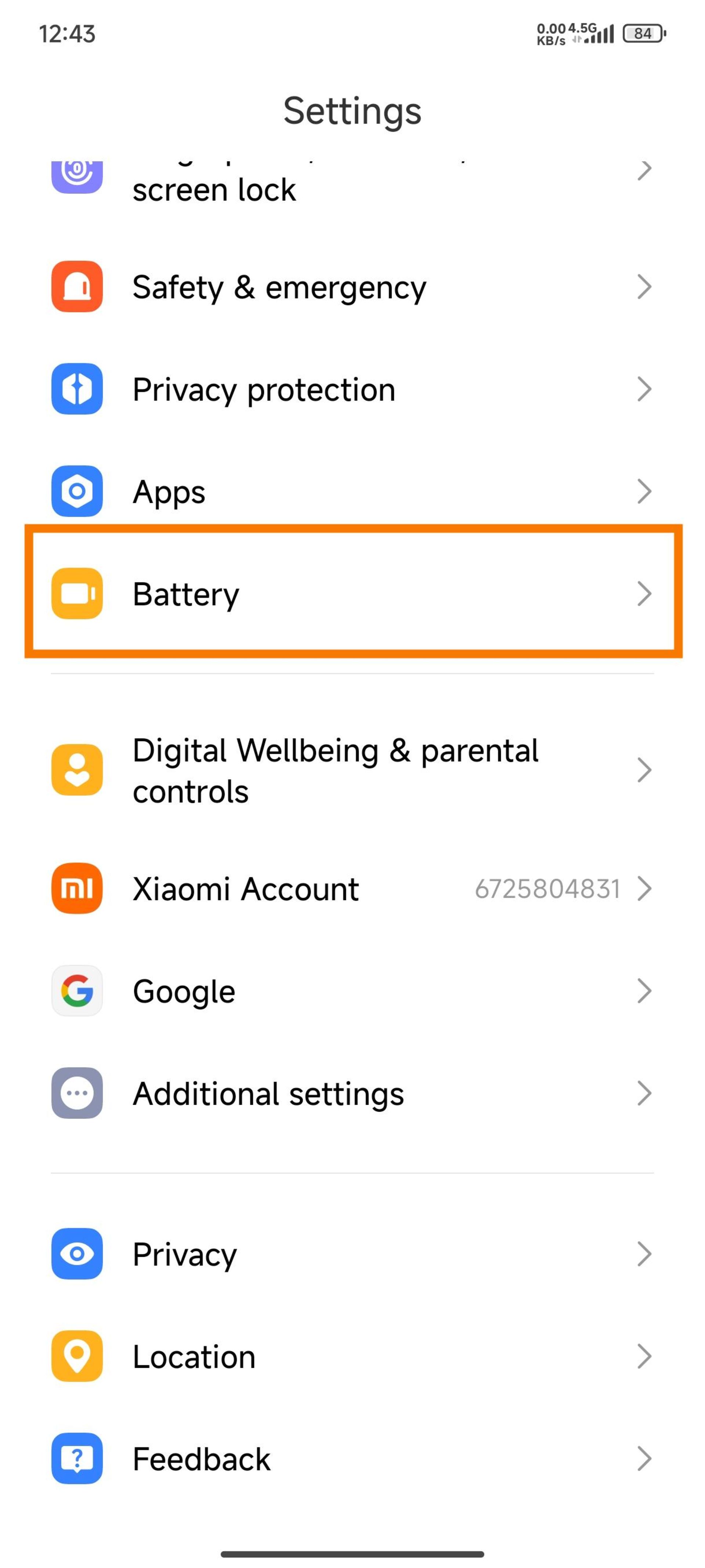 Xiaomi phone settings