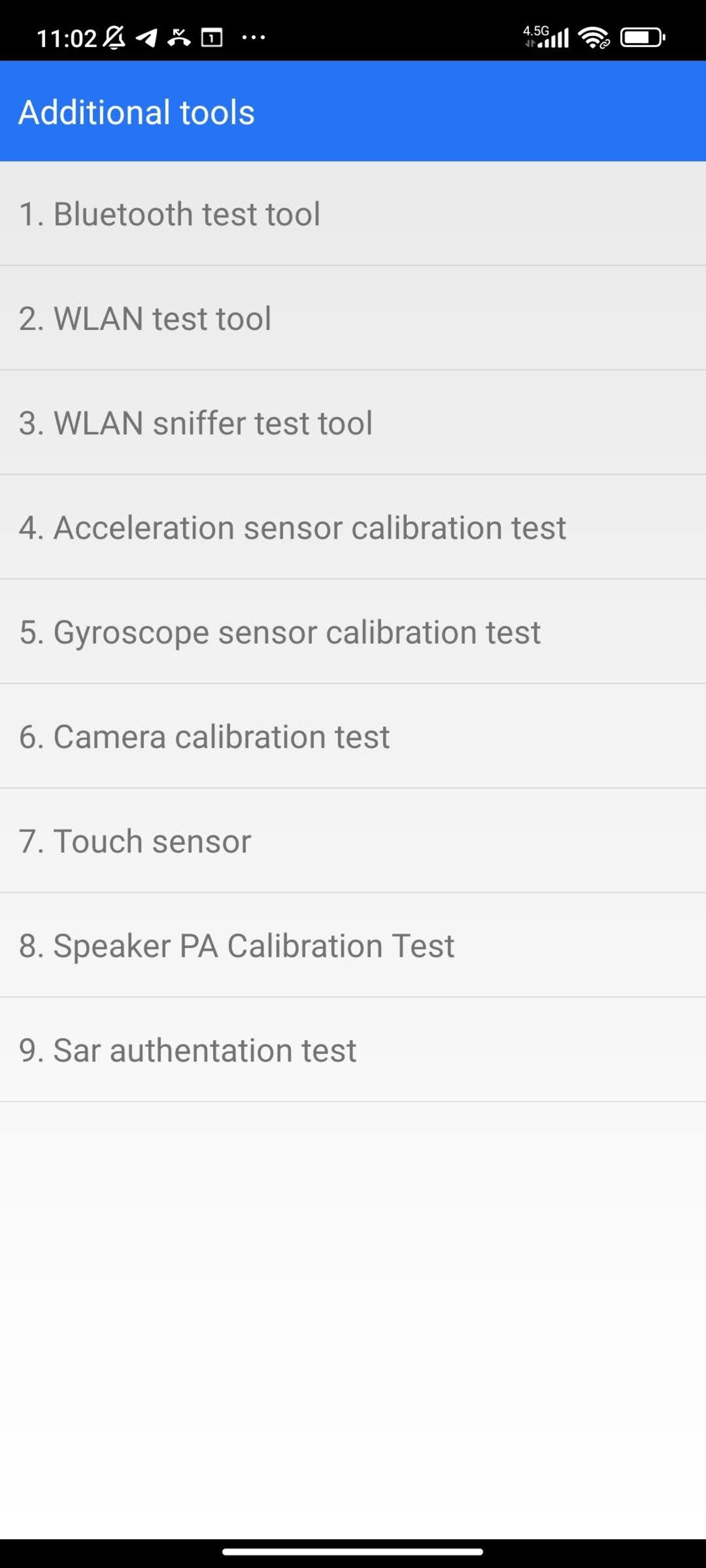 منوی CIT تست سخت افزار شیائومی