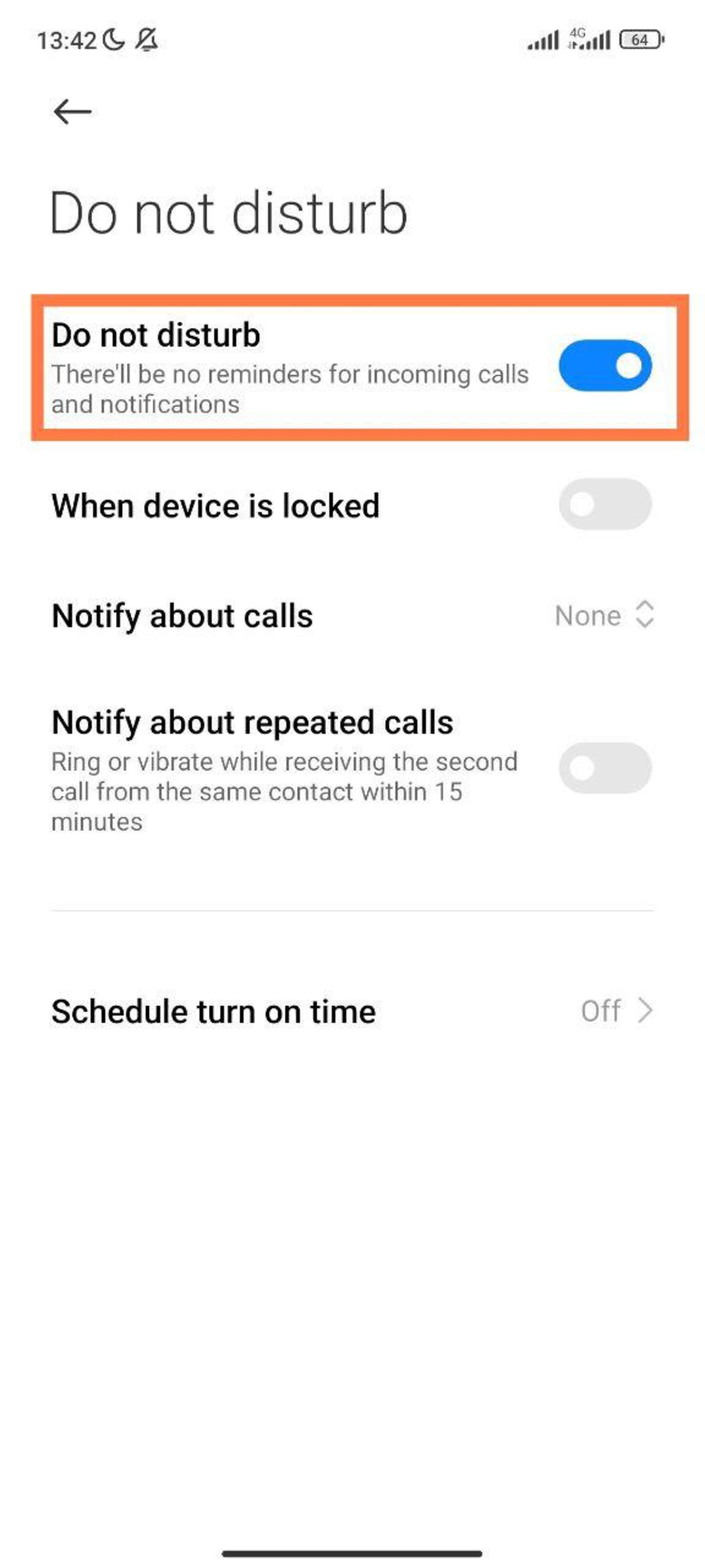 گزینه  do not disturb گوشی شیائومی