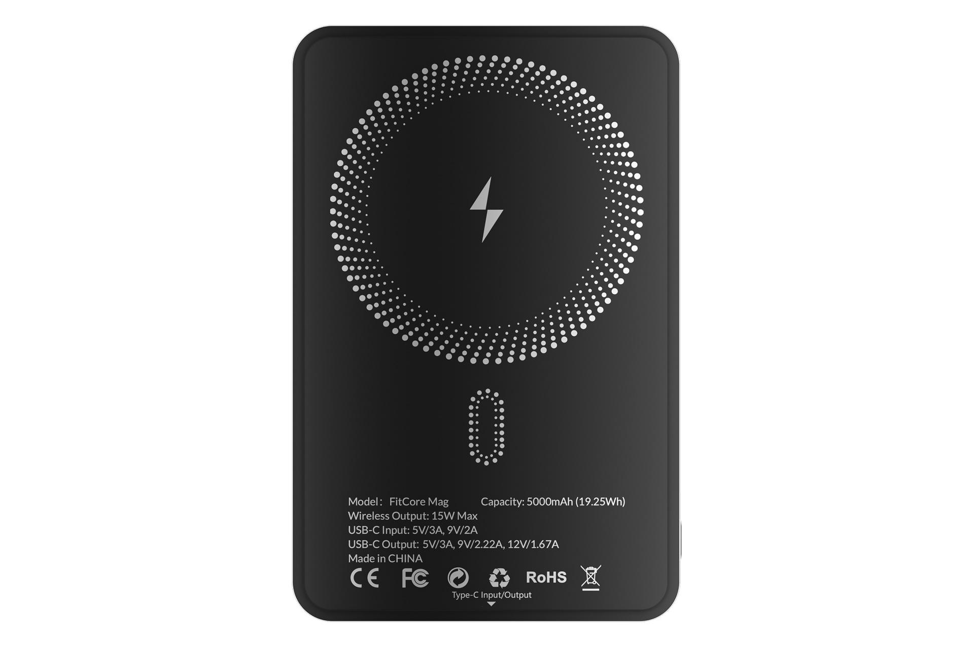 پشت پاور بانک شیائومی گلوریمی Xiaomi Glorimi FitCore Mag 5000mAh