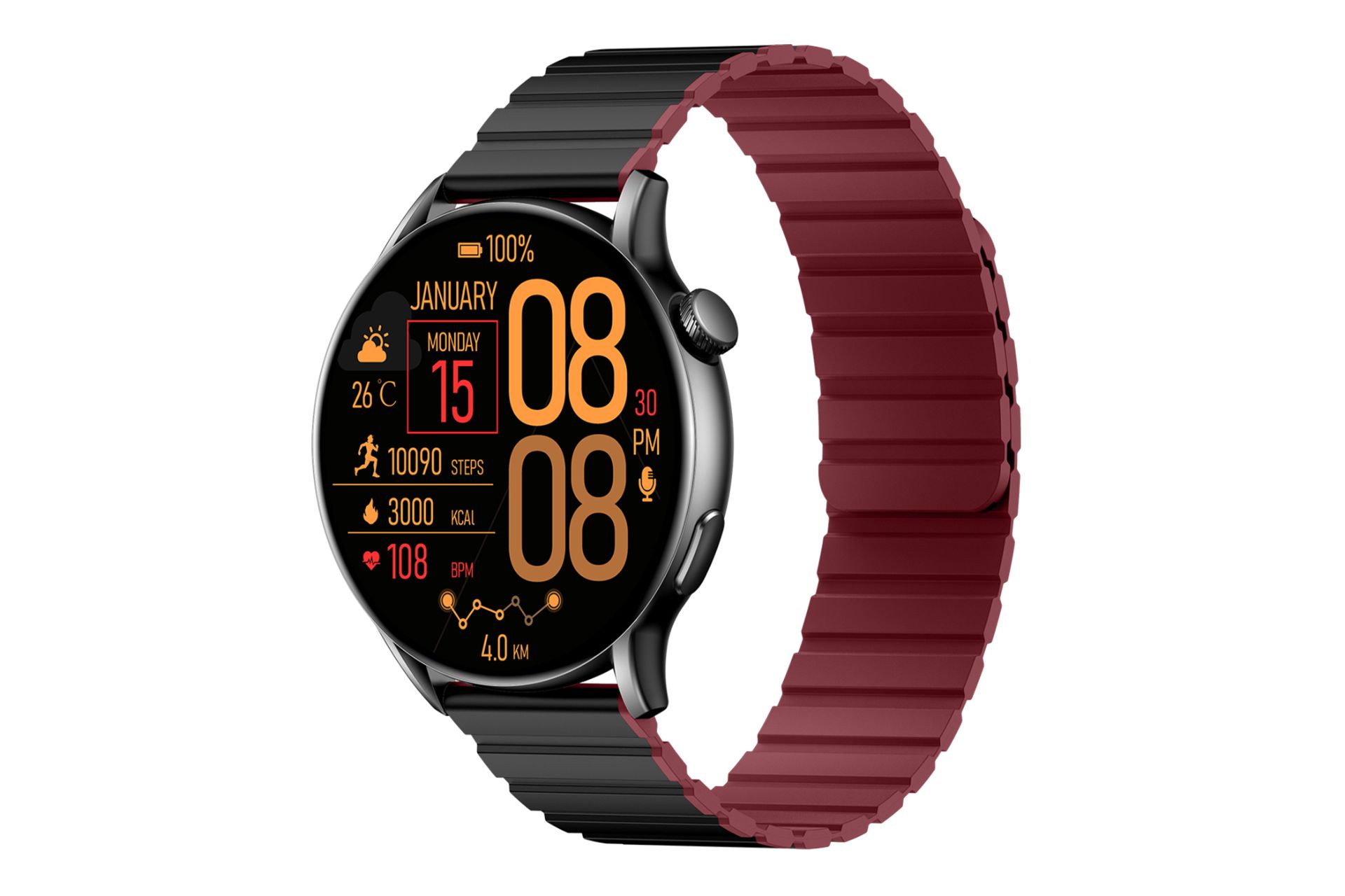 ساعت هوشمند شیائومی Xiaomi Glorimi M2 MAX به همراه بند مشکی - قرمز