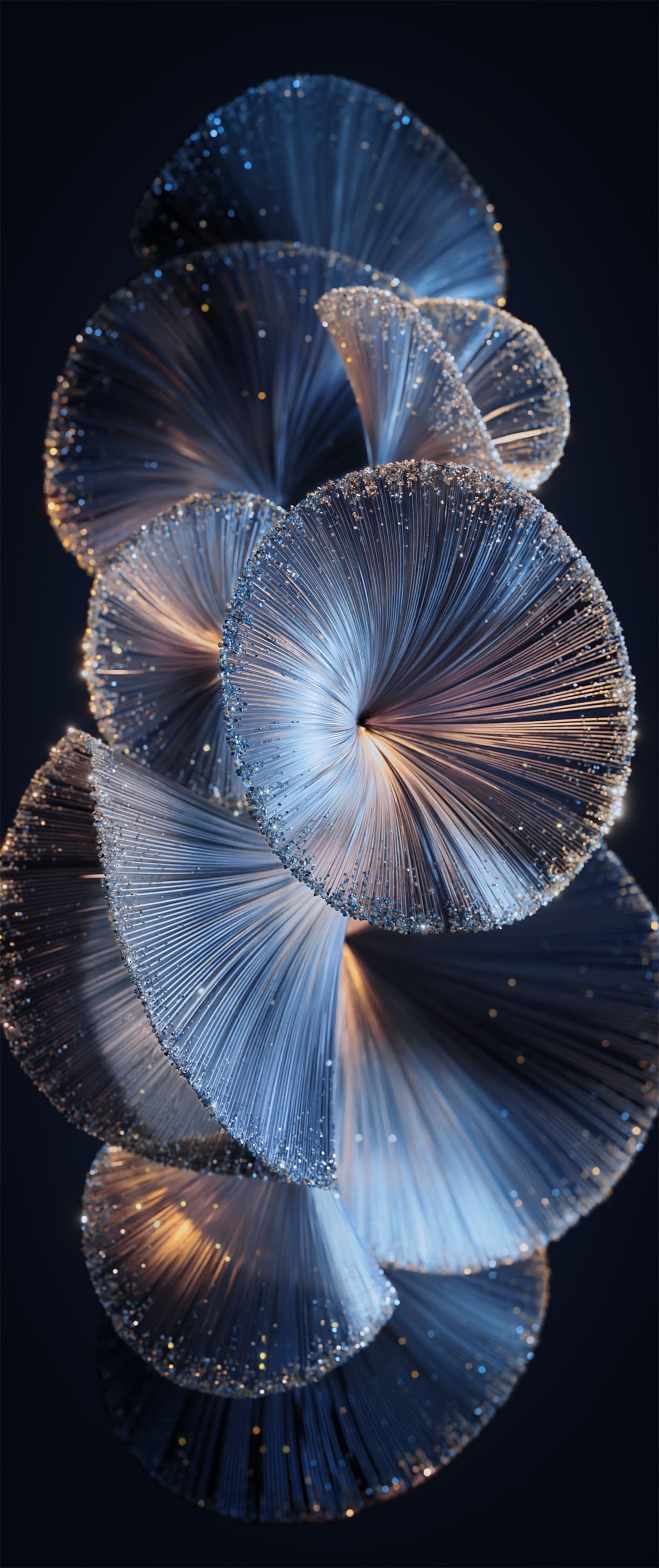 طرح گرافیکی قارچ‌مانند رنگ آبی و نارنجی