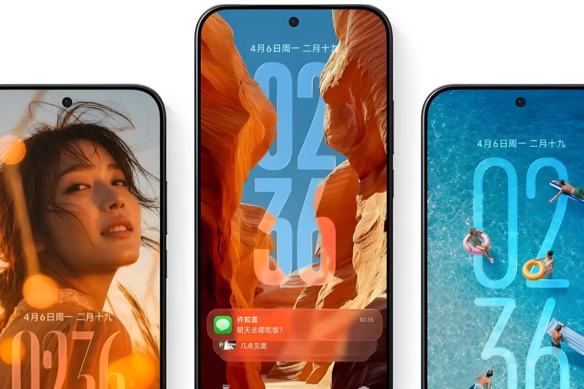 نمای جلوی گوشی تاشدنی شیائومی میکس فولد ۵ (Xiaomi Mix Fold 5) با نمایش تصاویر متنوع