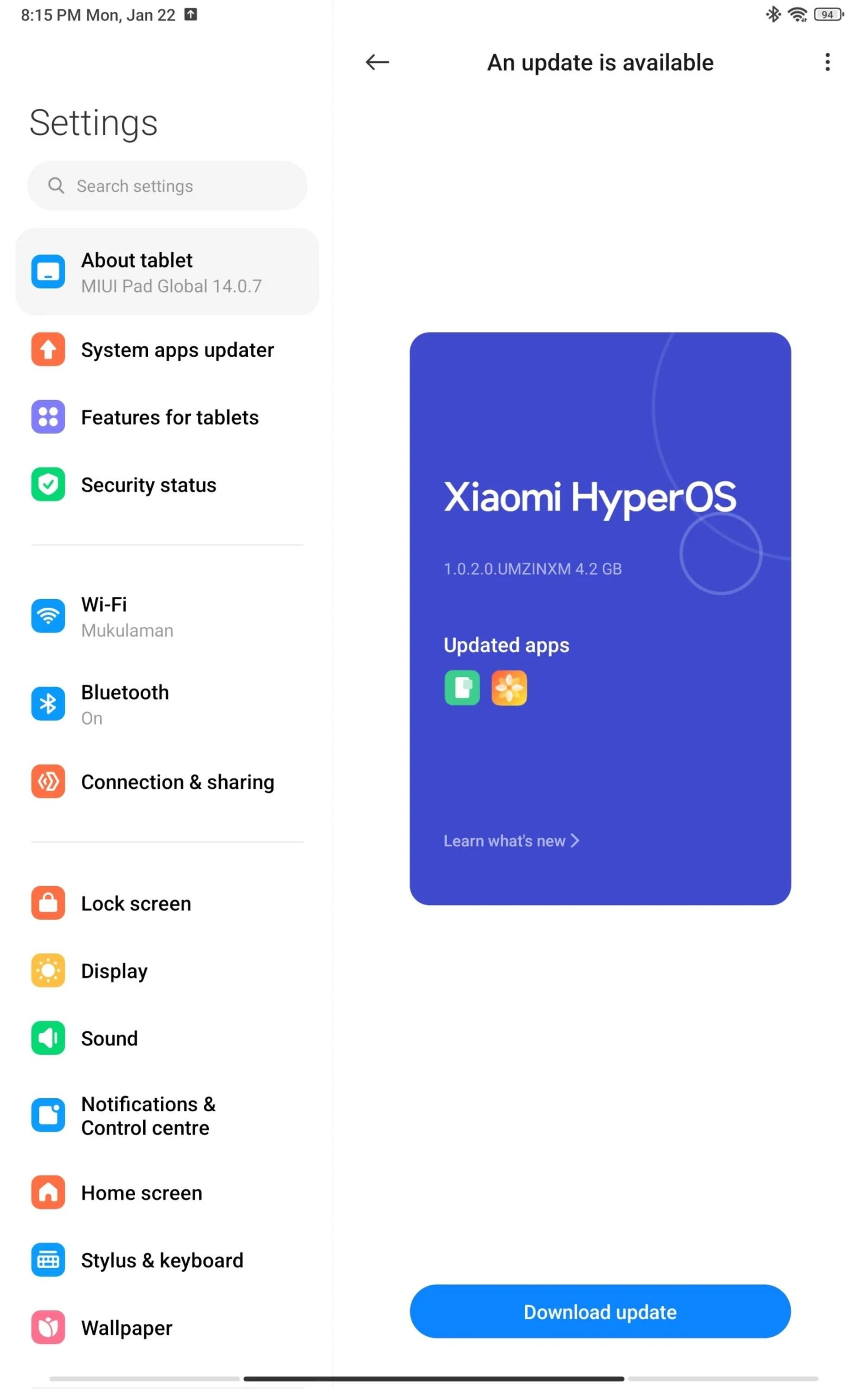 به‌روزرسانی HyperOS برای تبلت شیائومی پد ۶