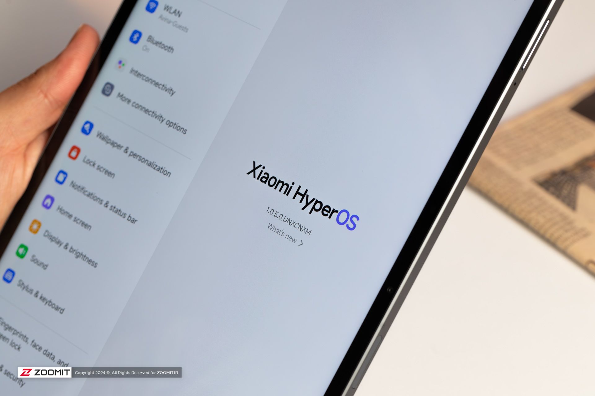 Hyper OS operating system on Xiaomi Pad 6s Pro tablet