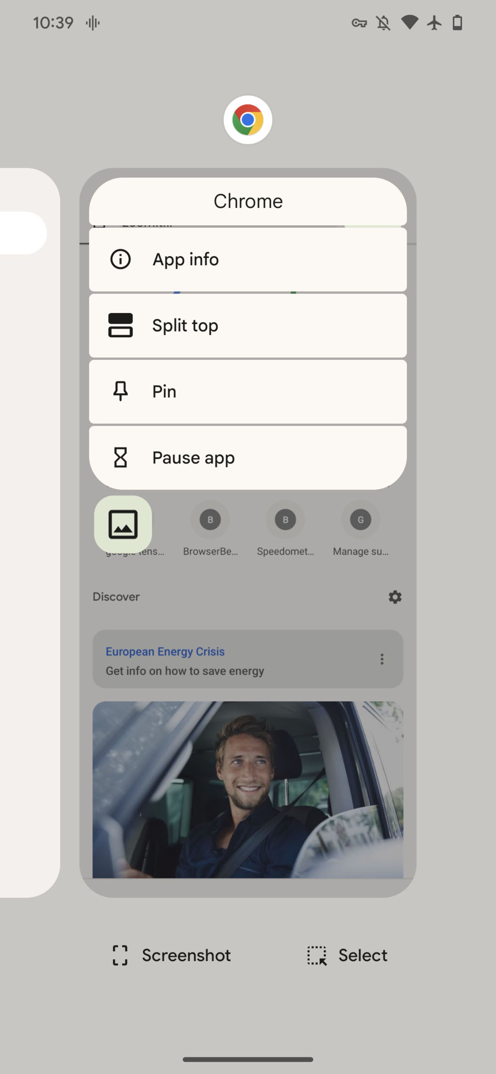 گزینه‌های اپلیکیشن‌های درحال اجرا رابط کاربری Pixel UI گوگل