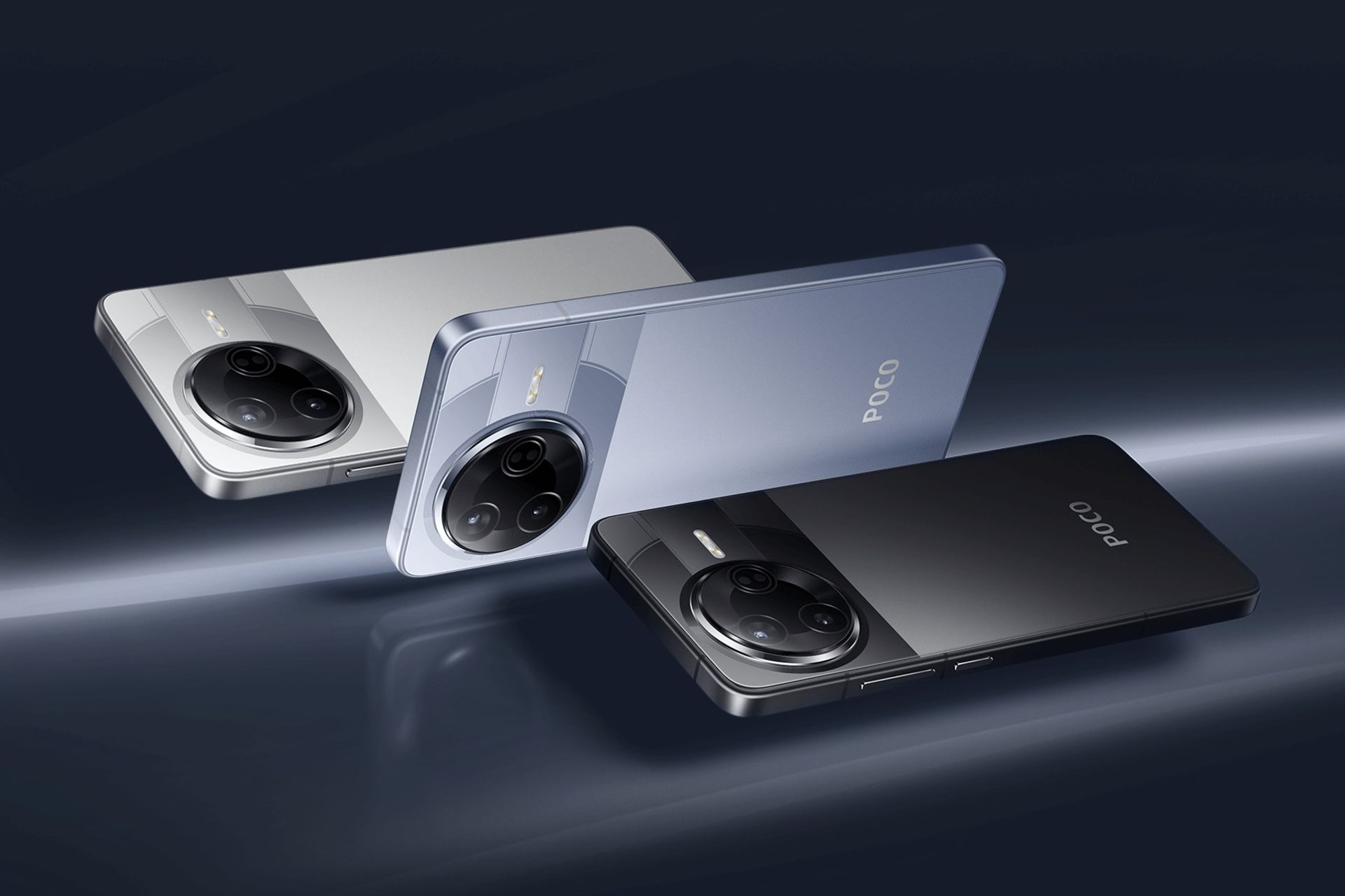 نمای کناری گوشی موبایل پوکو F7 پرو شیائومی در رنگ های مختلف / Xiaomi Poco F7 Pro