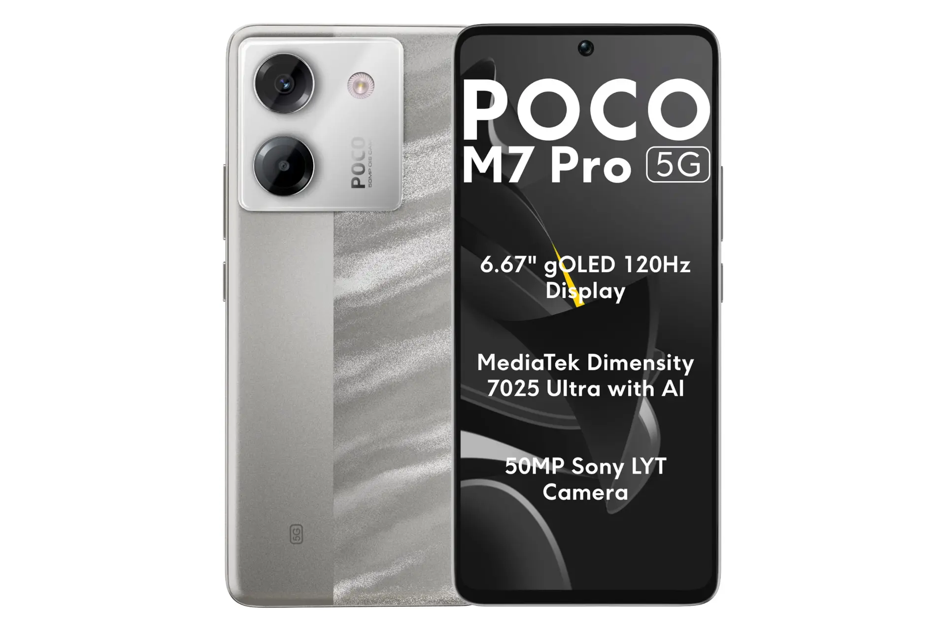 پنل جلو و پشت گوشی موبایل پوکو M7 پرو شیائومی 5G نقره ای / Xiaomi Poco M7 Pro 5G