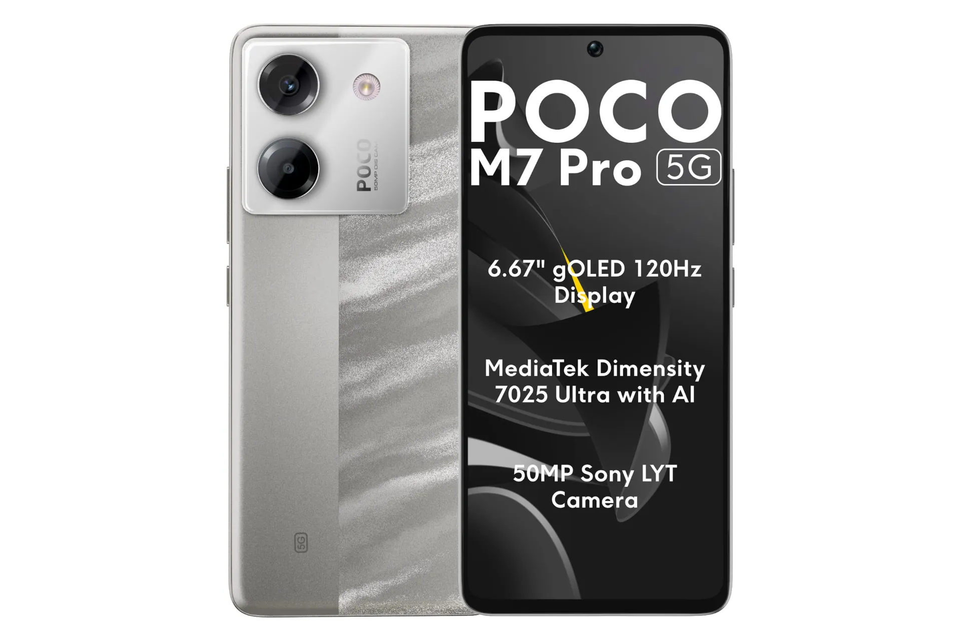 پنل جلو و پشت گوشی موبایل پوکو M7 پرو شیائومی 5G نقره ای / Xiaomi Poco M7 Pro 5G