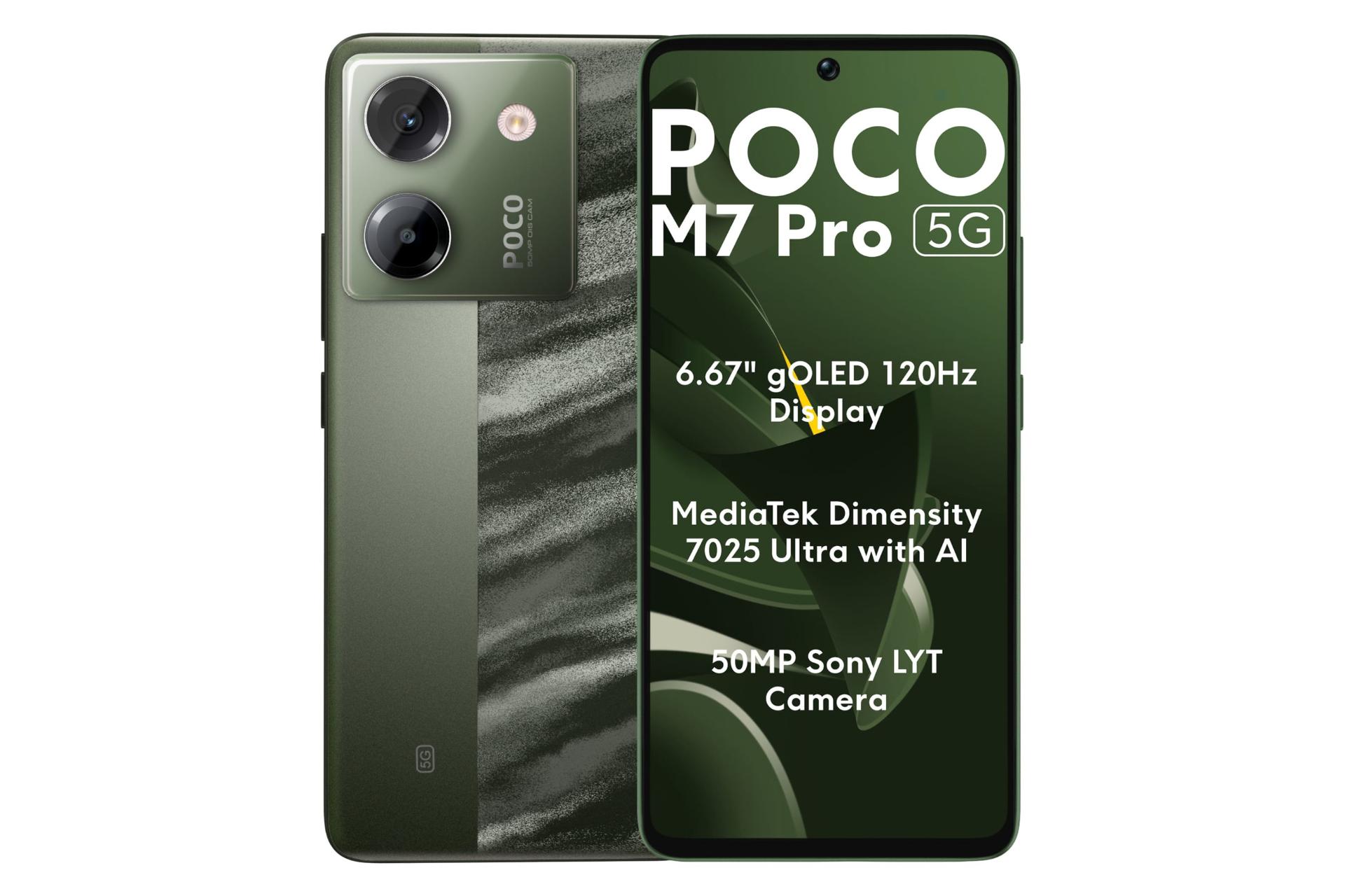 پنل جلو و پشت گوشی موبایل پوکو M7 پرو شیائومی 5G سبز تیره / Xiaomi Poco M7 Pro 5G