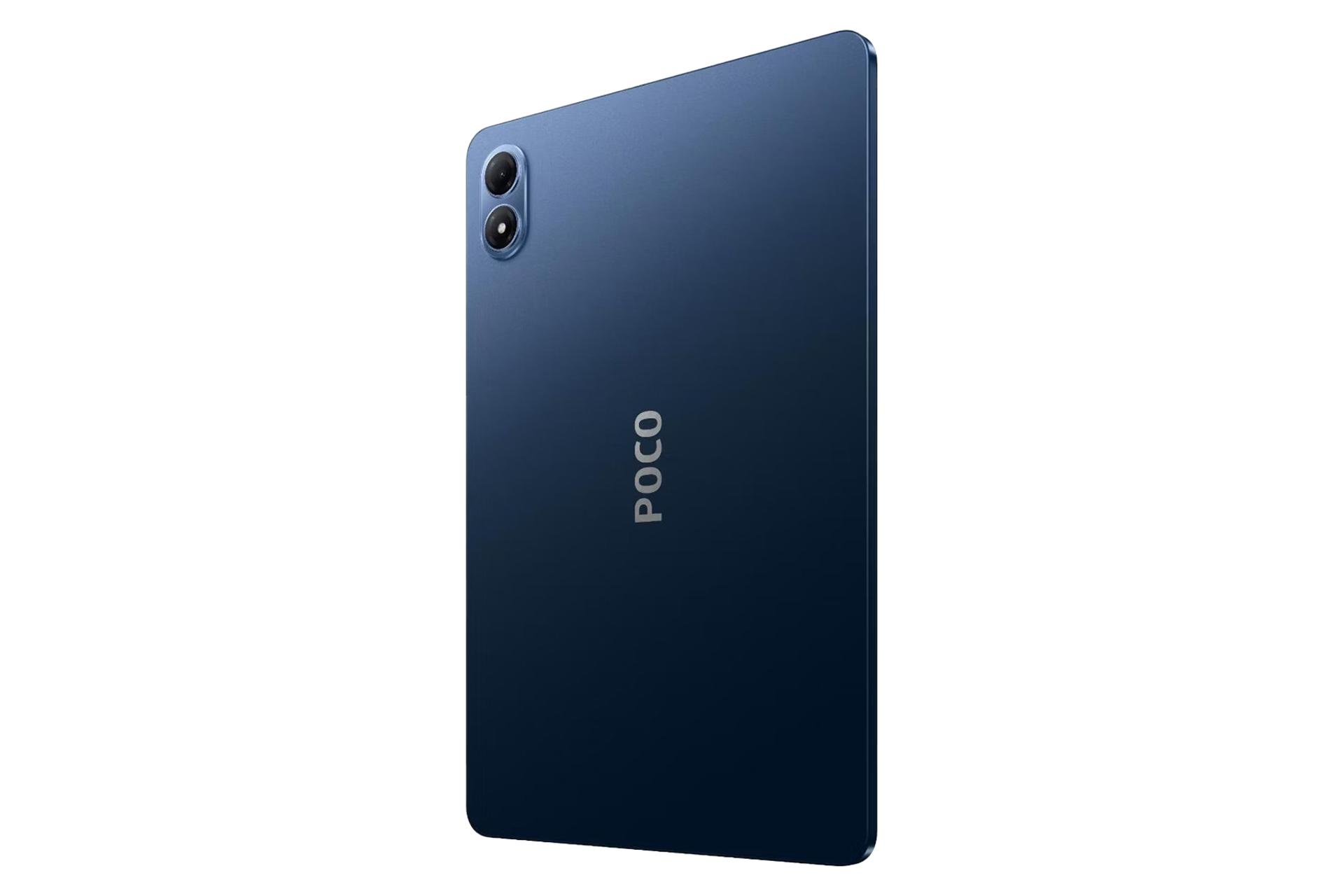 نمای نیمرخ پنل پشت تبلت پوکو پد M1 شیائومی / Xiaomi Poco Pad M1 با نمایش لبه سمت چپ رنگ آبی