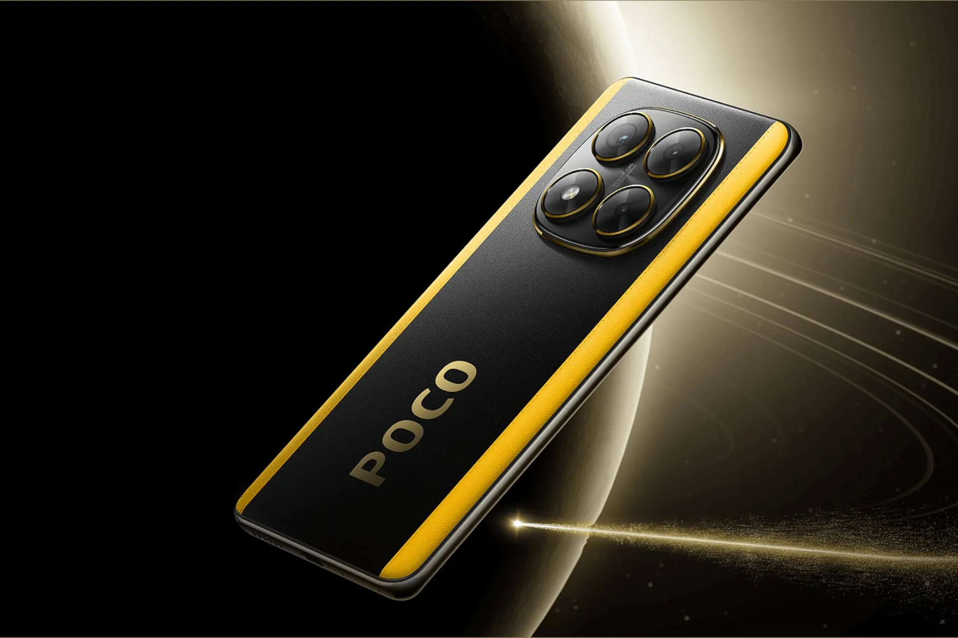 پنل پشت و چینش دوربین گوشی موبایل پوکو X7 شیائومی مشکی و زرد / Xiaomi Poco X7