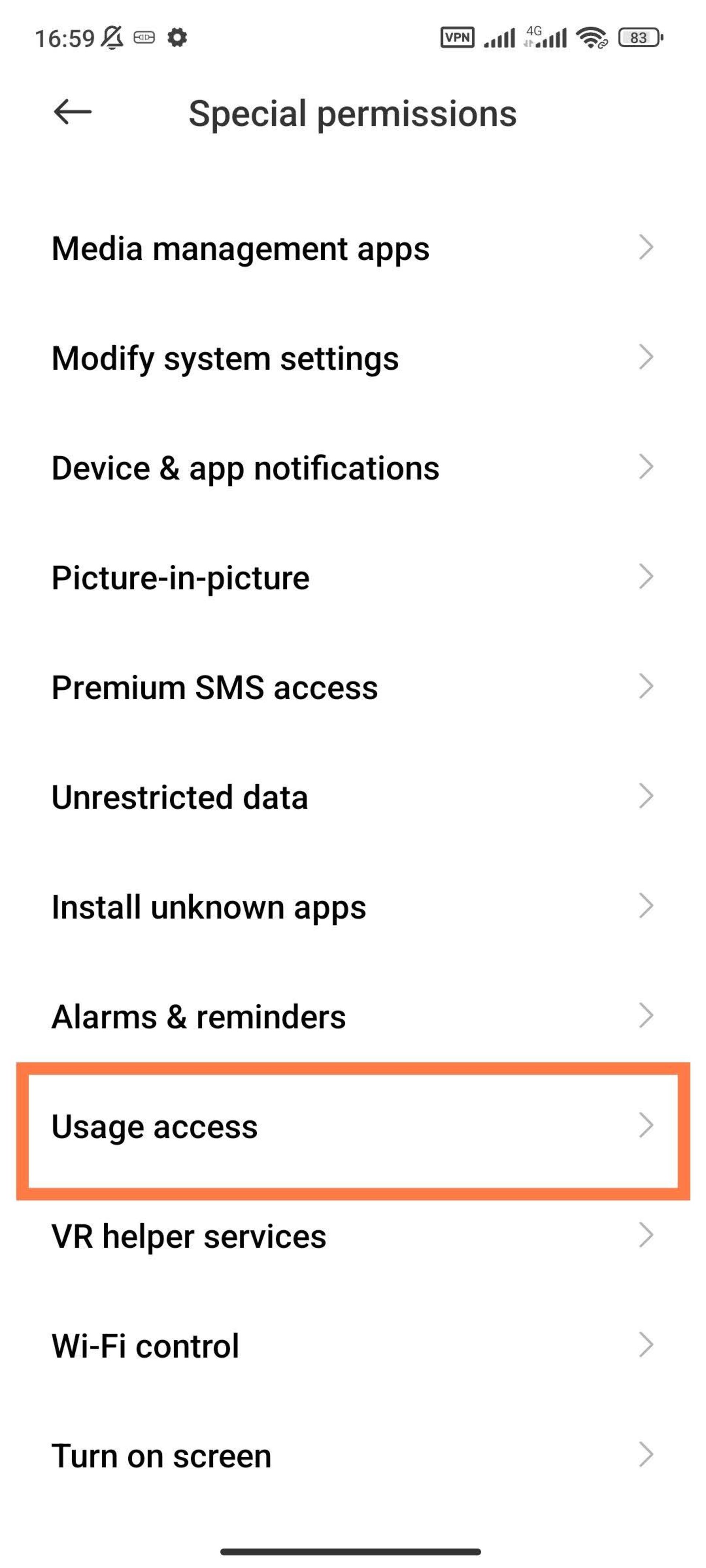 Special access options on Xiaomi phones