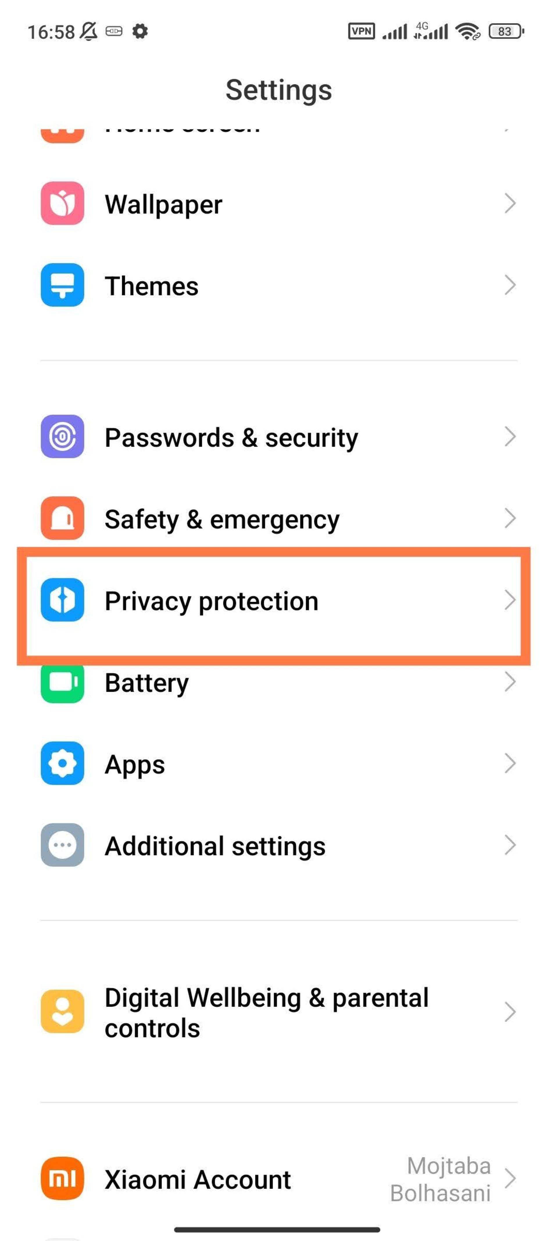 Xiaomi phone settings