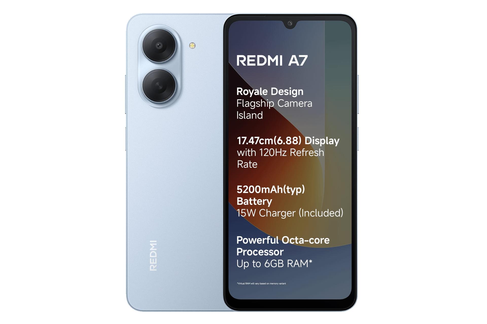 پنل جلو و پشت گوشی موبایل ردمی A7 شیائومی آبی / Xiaomi Redmi A7