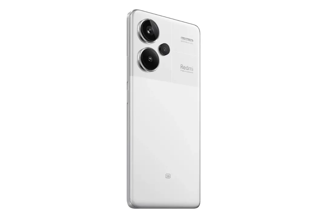 نمای نیمرخ پنل پشت گوشی موبایل ردمی نوت 13 پرو پلاس شیائومی / Xiaomi Redmi Note 13 Pro Plus با نمایش لبه سمت راست رنگ سفید