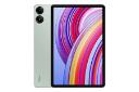 نمای کلی تبلت ردمی پد پرو شیائومی / Xiaomi Redmi Pad Pro با نمایشگر روشن و نمایش لوگو و دوربین پنل پشت رنگ خاکستری سبز