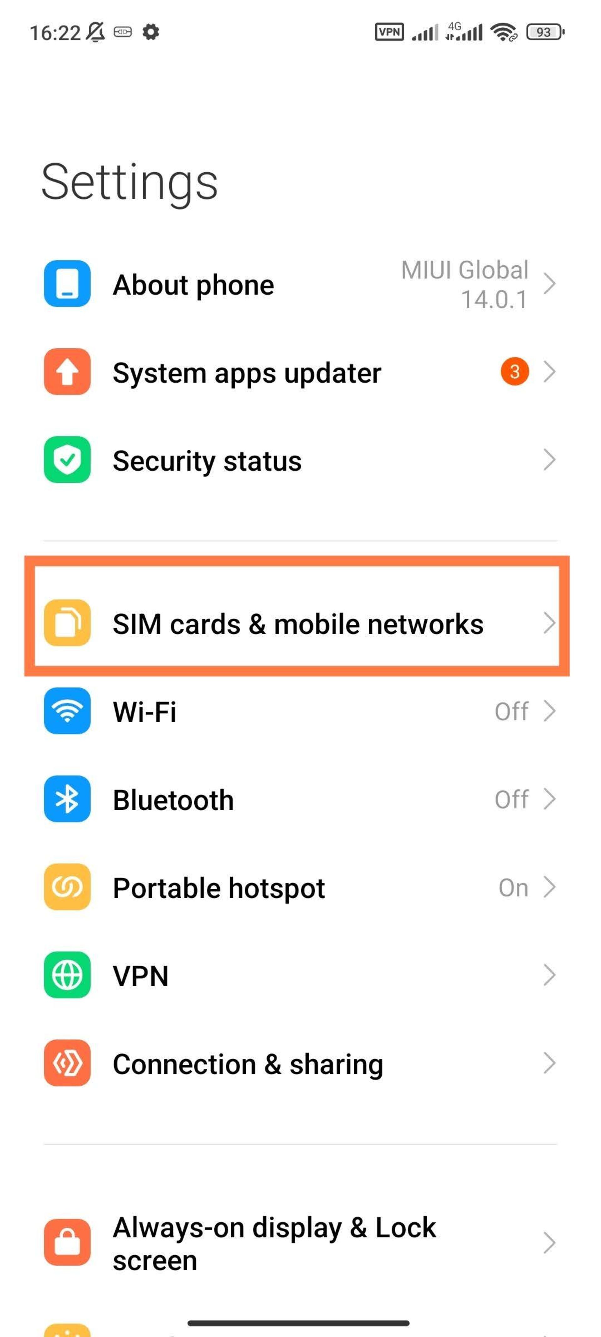 Xiaomi phone settings