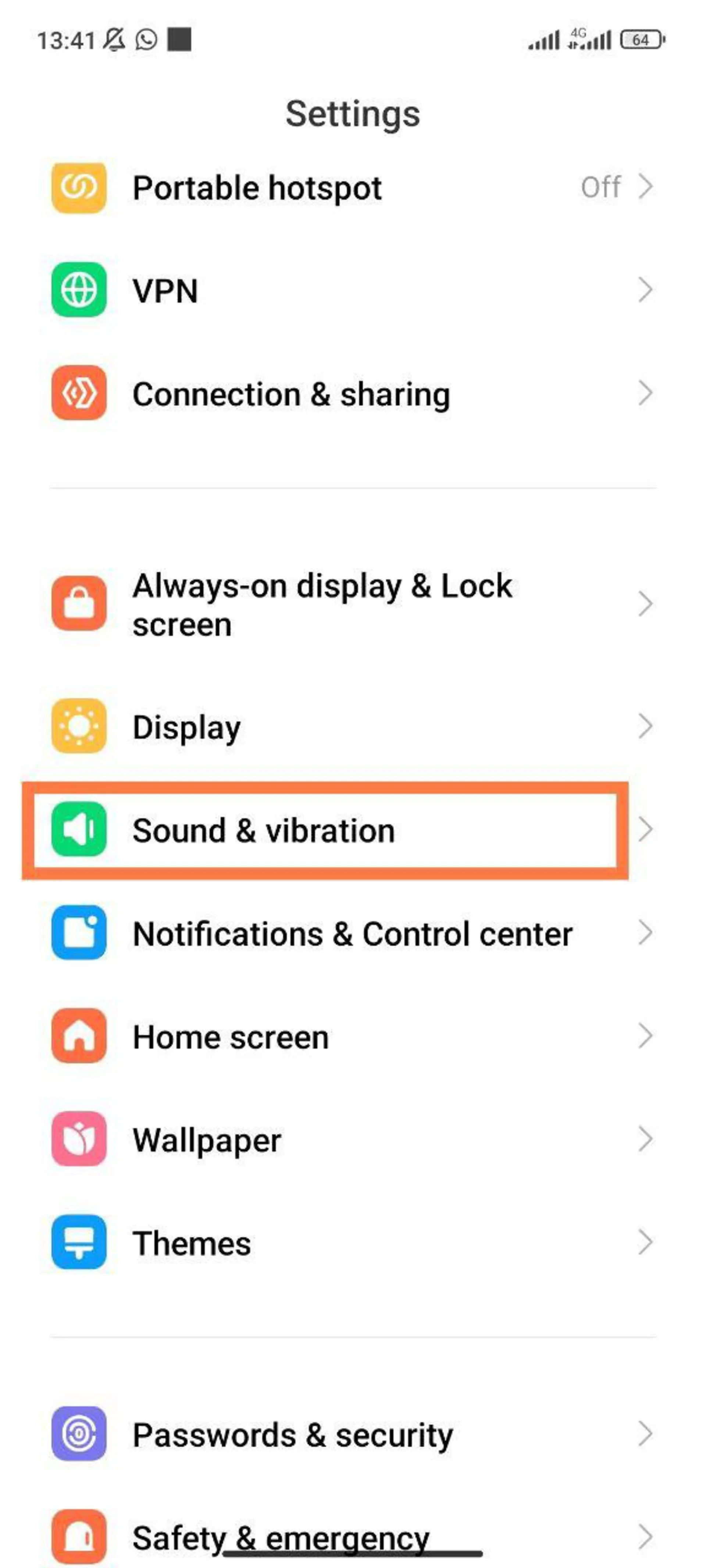 گزینه sound & vibration تنظیمات گوشی شیائومی