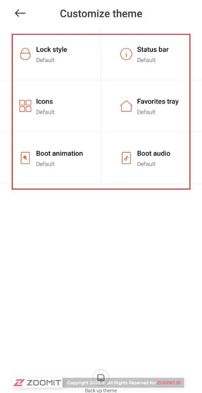 گزینه‌های شخصی‌سازی تم شیائومی