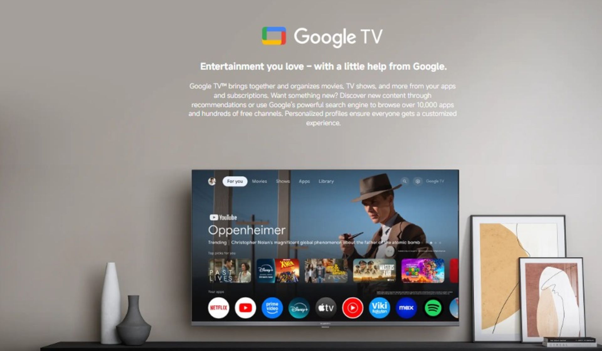 نمای جلو تلویزیون شیائومی TV A Pro در حال اجرای گوگل تی‌وی