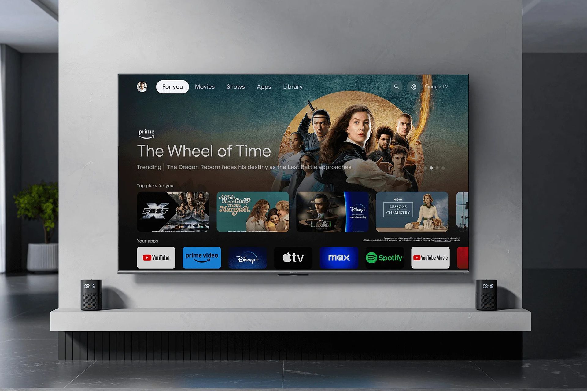 نمای جلوی سری تلویزیون‌های شیائومی مدل A Pro 2025 درحال اجرای سیستم‌عامل Google TV OS