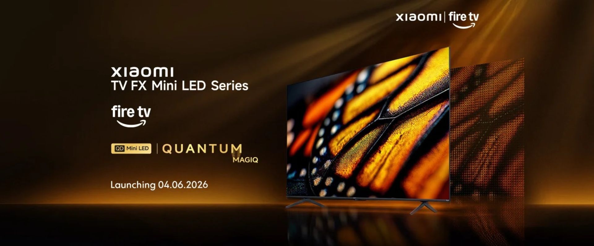 پوستر تلویزیون Mini LED شیائومی در حال نمایش پروانه