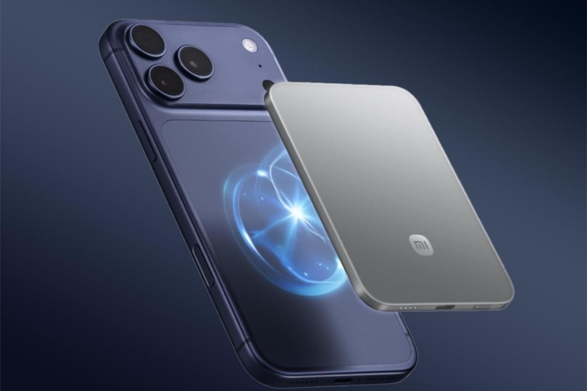 پاوربانک مغناطیسی شیائومی در پنل پشت آیفون ۱۷ پرو مکس