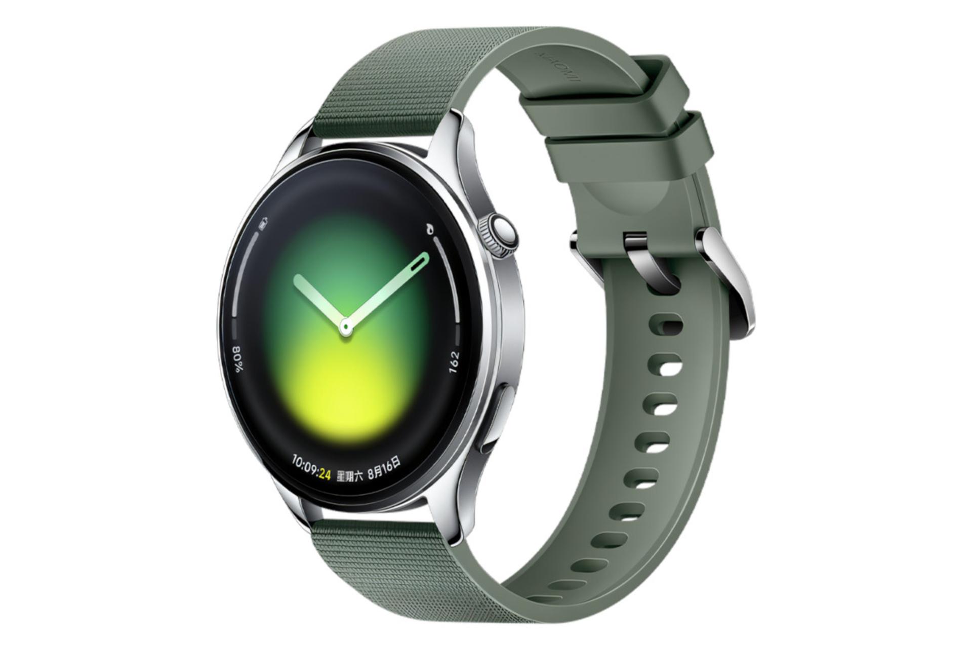 ساعت هوشمند واچ 5 شیائومی نقره ای با بند سبز / Xiaomi Watch 5