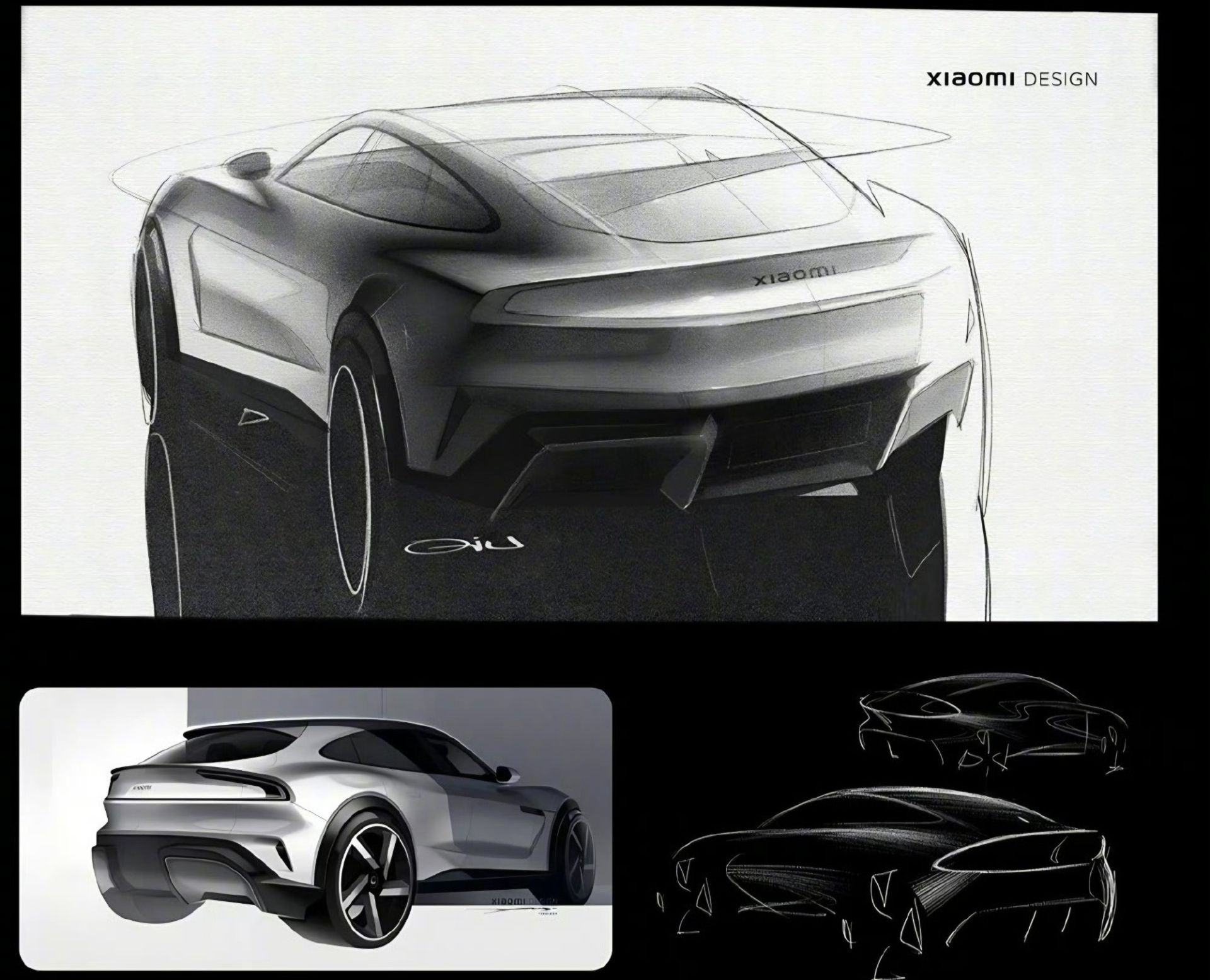 اسکچ‌های طراحی شیائومی YU7 نمای عقب